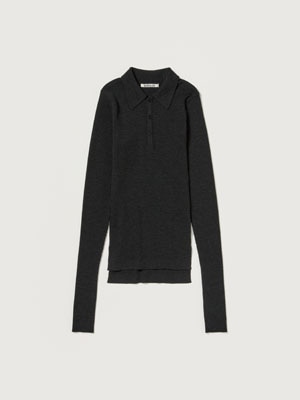 SUPER FINE WOOL HIGH GAUGE RIB KNIT POLO