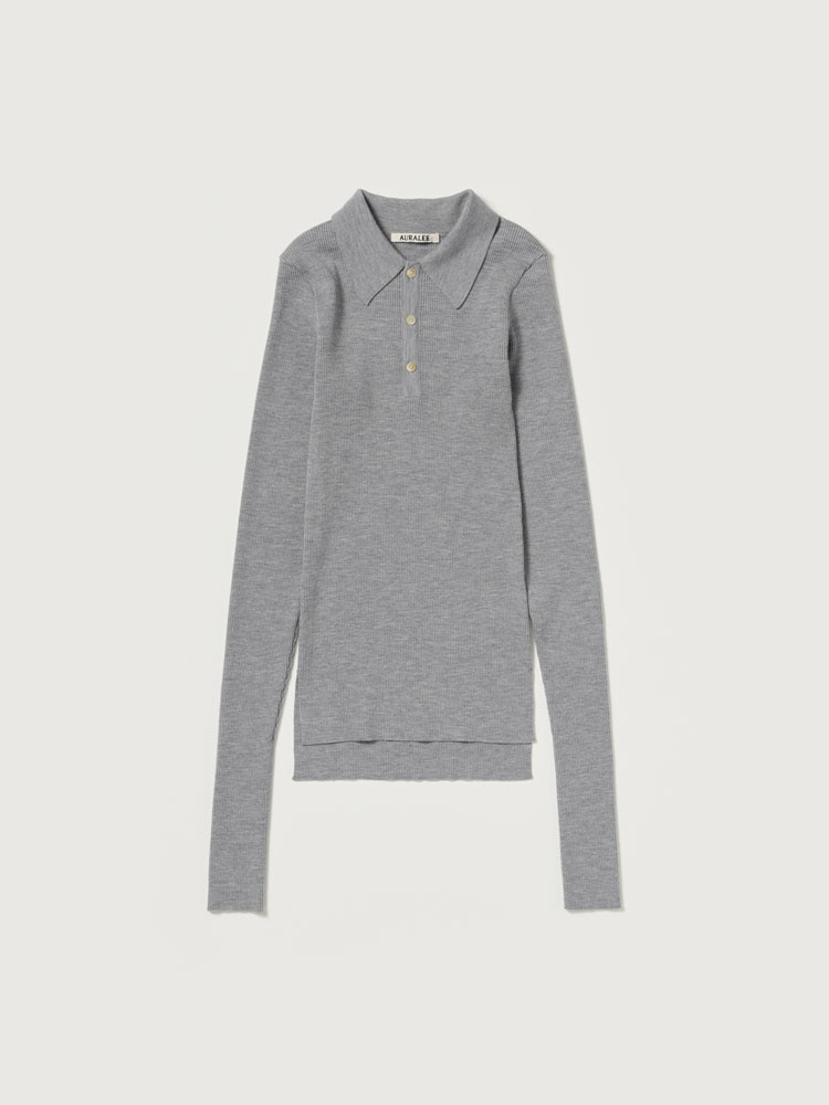 SUPER FINE WOOL HIGH GAUGE RIB KNIT POLO - AURALEE Official Website