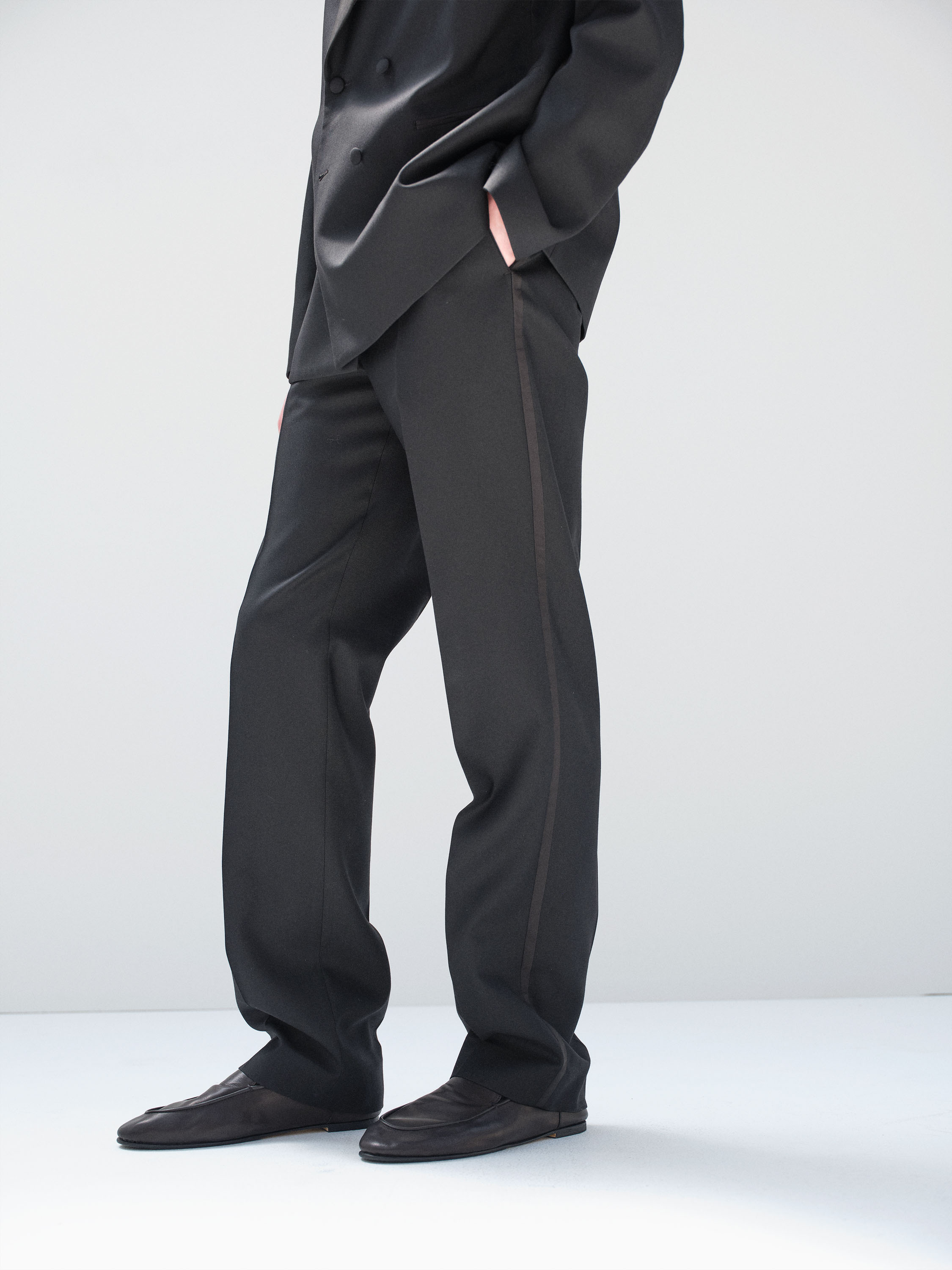 HIGH-DENSITY WOOL WORSTED SLACKS 詳細画像 BLACK 4