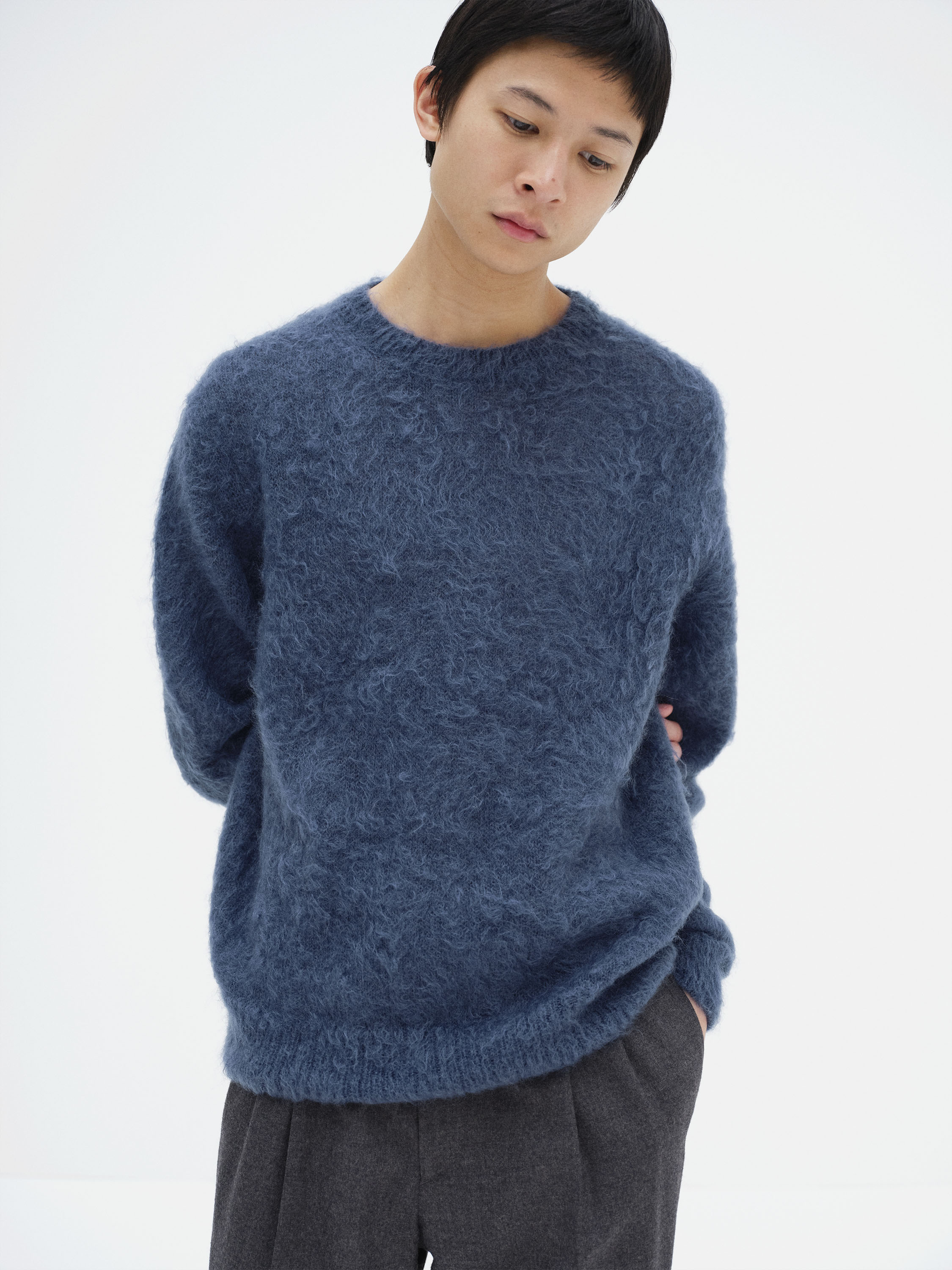 BRUSHED SUPER KID MOHAIR KNIT P/O 詳細画像 LIGHT NAVY 1