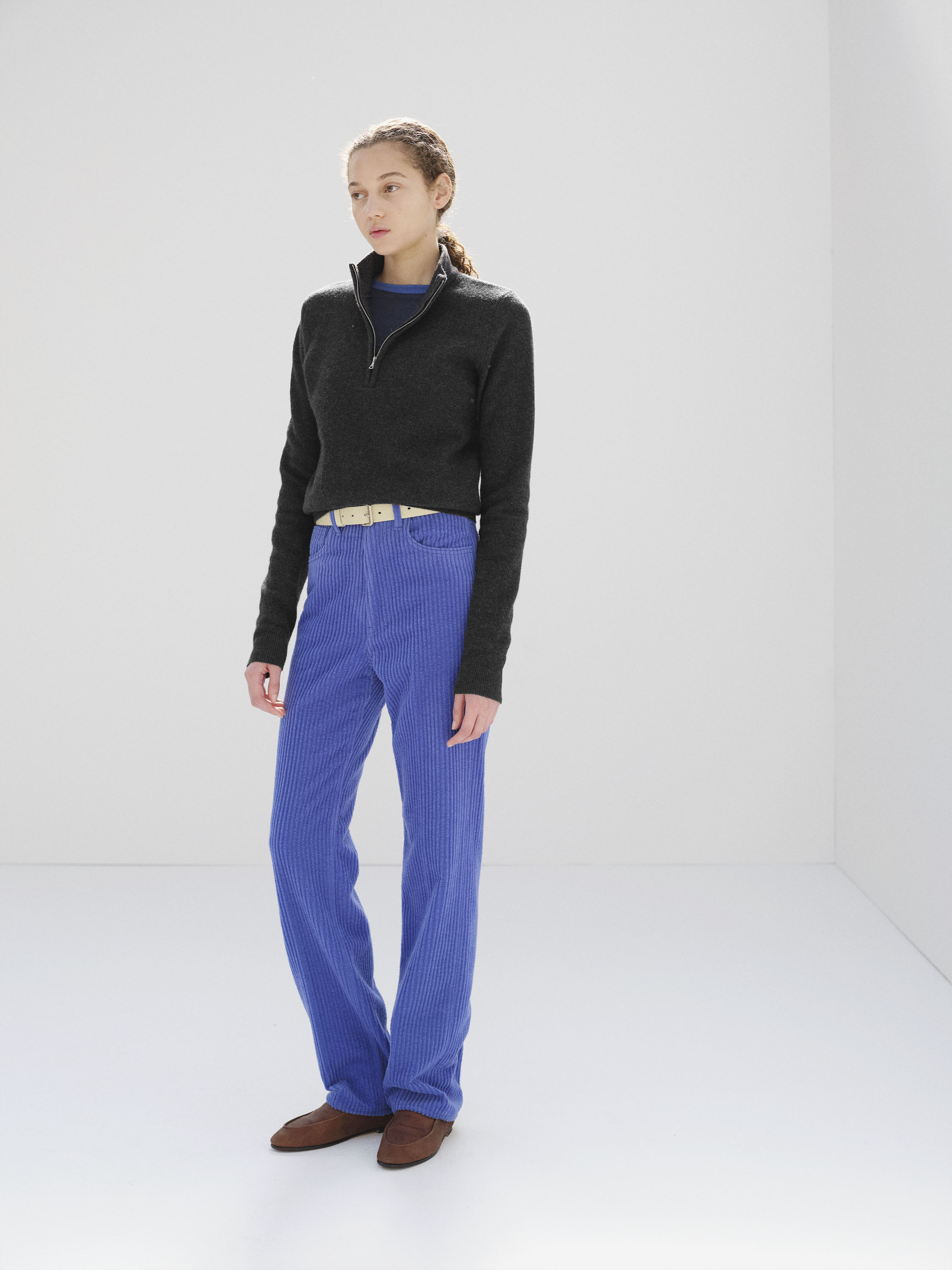 SMOOTH FULLED WOOL KNIT HALF ZIP P/O 詳細画像 CHARCOAL 2