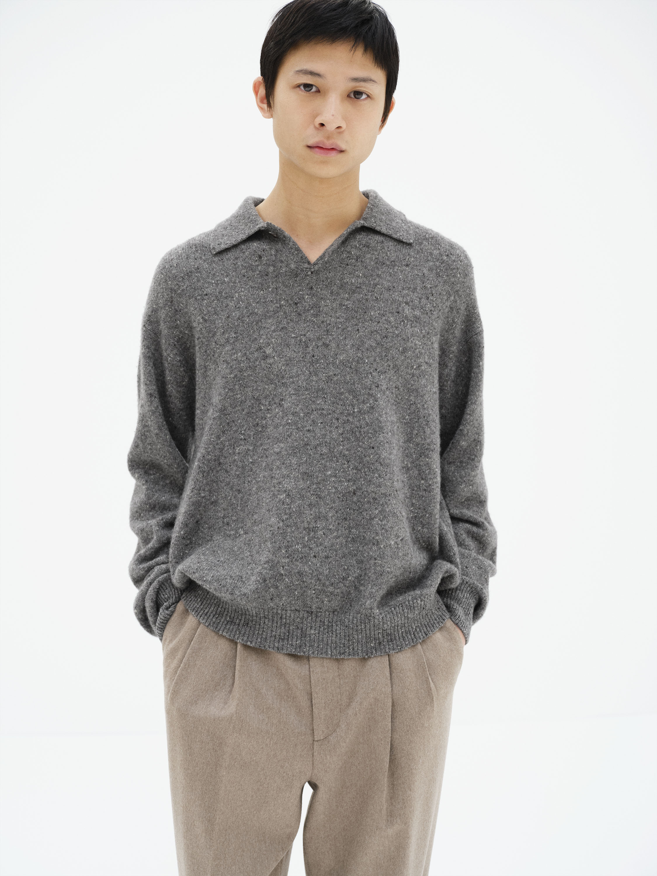 CASHMERE NEP KNIT POLO 詳細画像 MIX GRAY 1
