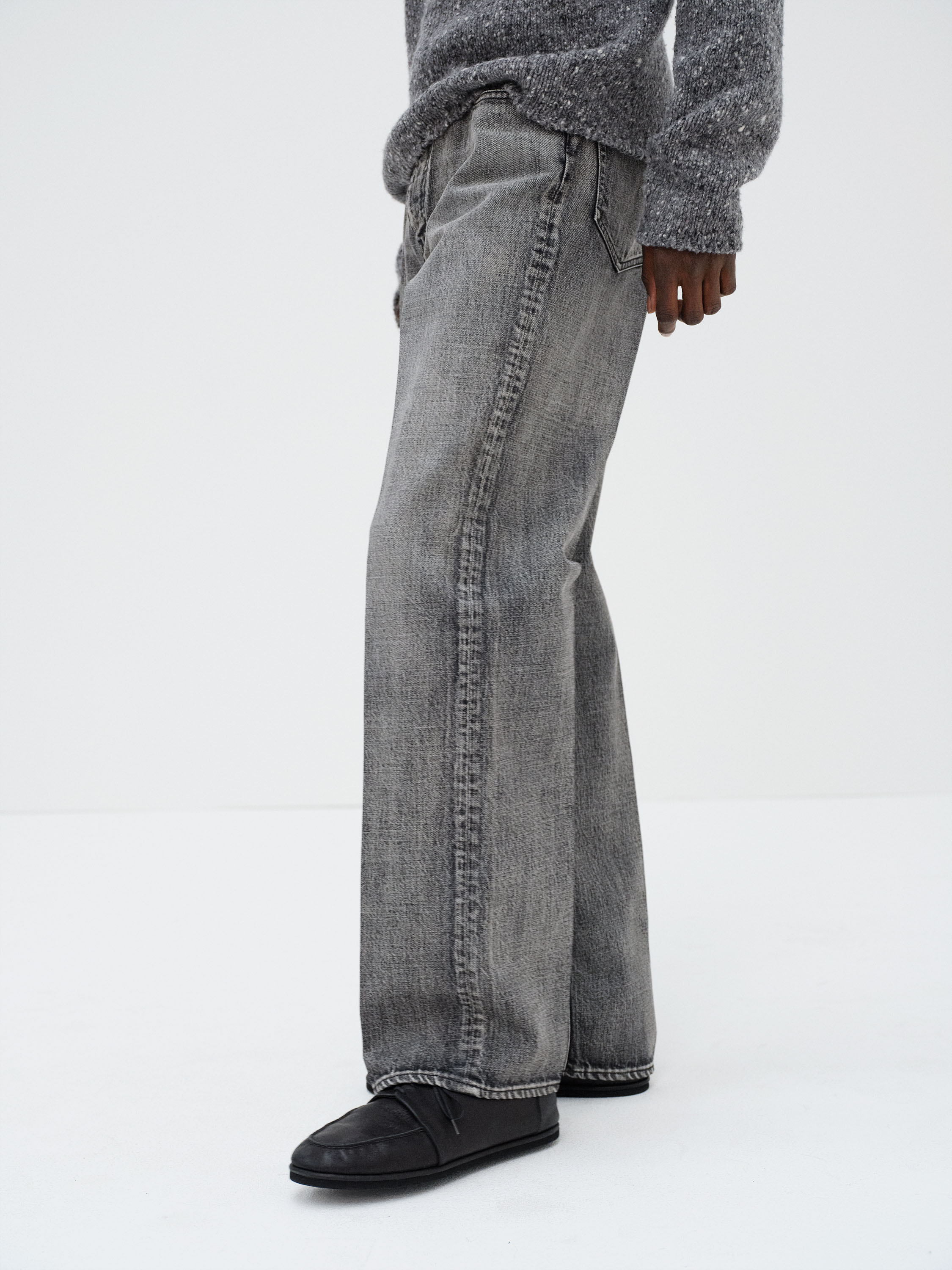 FADED HEAVY DENIM CENTER-PLEATED PANTS 詳細画像 FADED BLACK 3