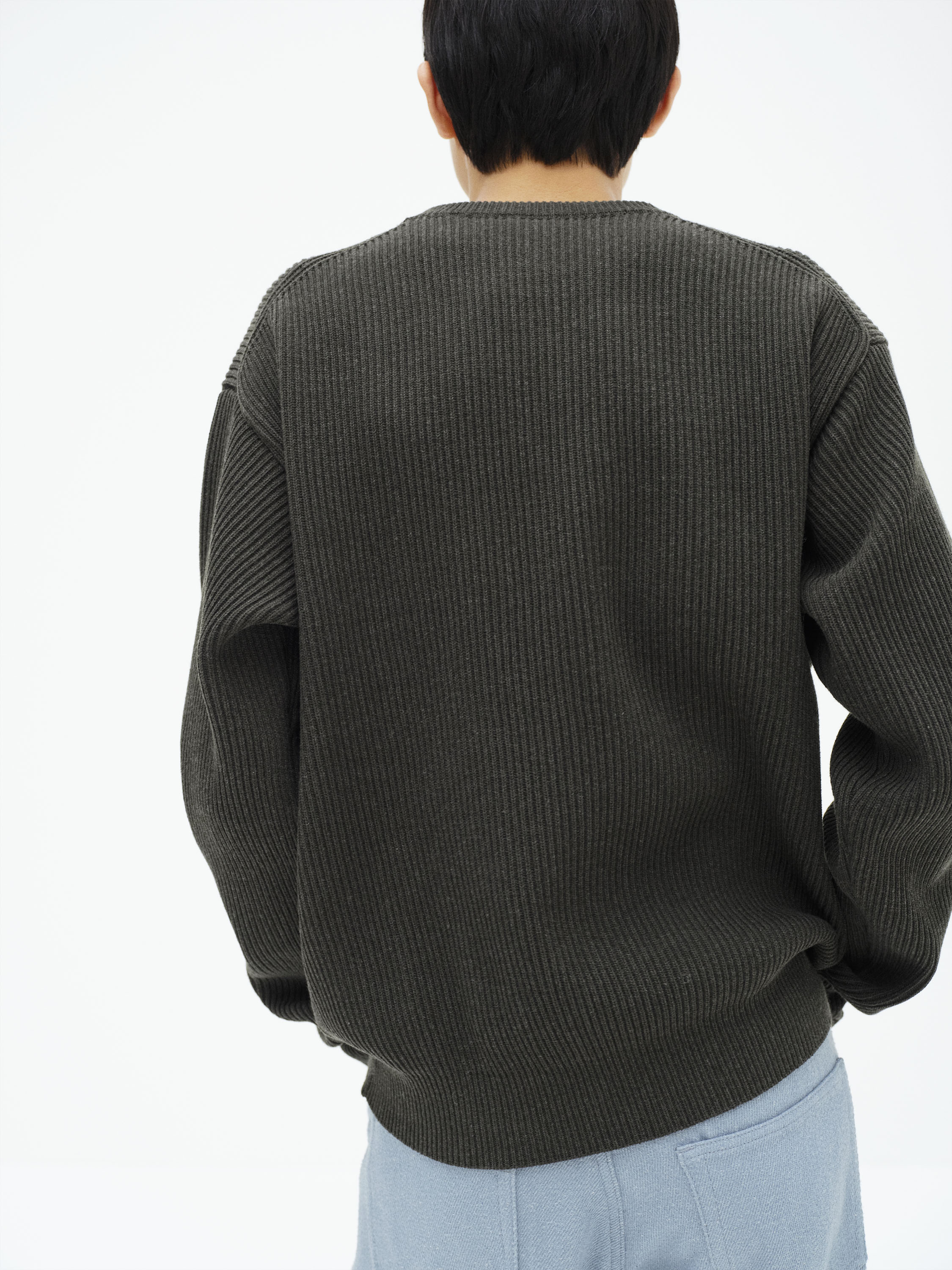 SUPER FINE WOOL RIB KNIT P/O 詳細画像 TOP DARK OLIVE 4
