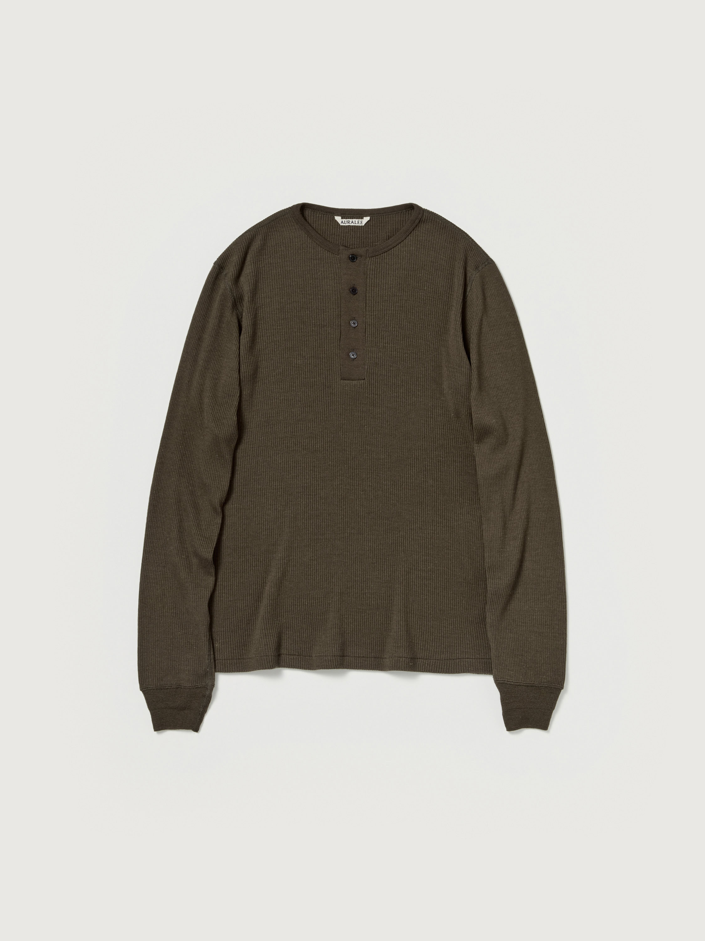 WOOL SILK SOFT RIB HENLEY 詳細画像 DARK BROWN 1
