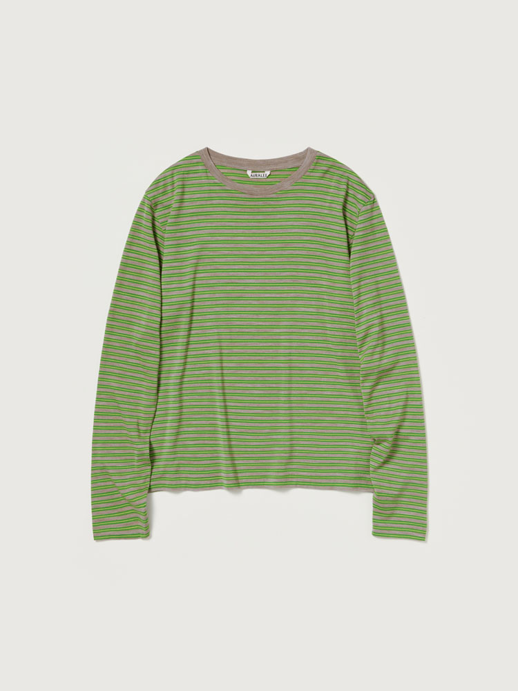 SOFT SMOOTH WOOL STRIPE JERSEY L/S TEE - AURALEE Official Website