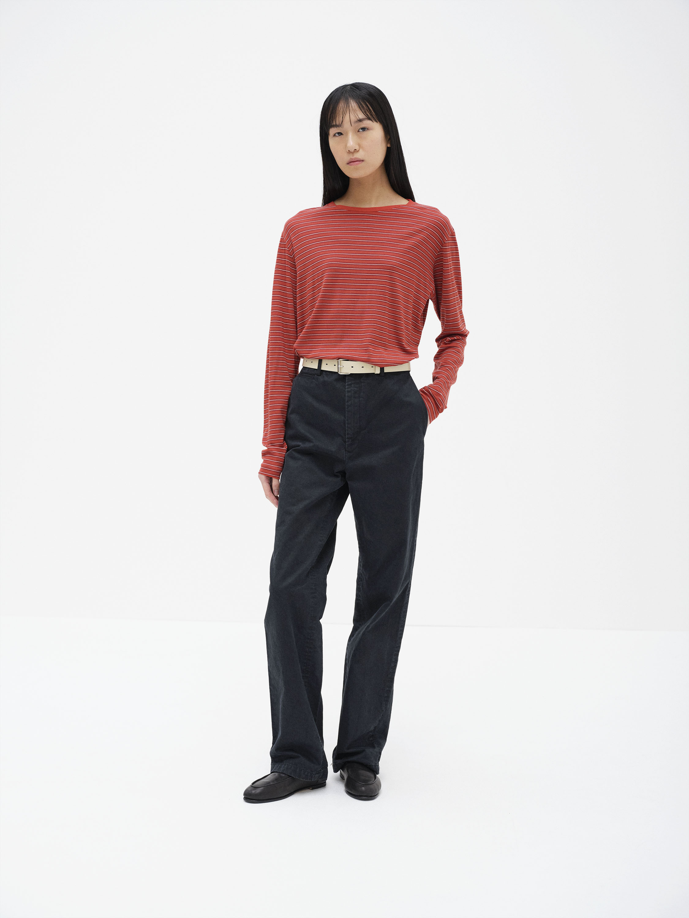 SOFT SMOOTH WOOL STRIPE JERSEY L/S TEE 詳細画像 RED STRIPE 1
