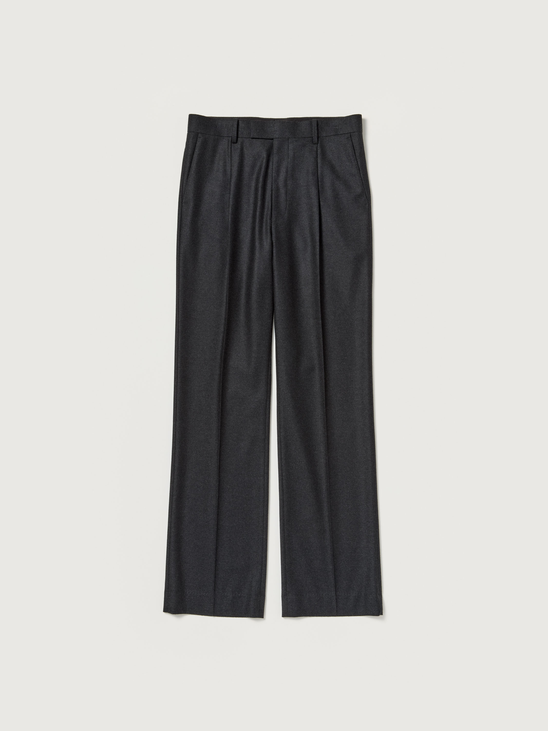 WOOL FULLING FLANNEL ONE-TUCK SLACKS 詳細画像 TOP CHARCOAL 1