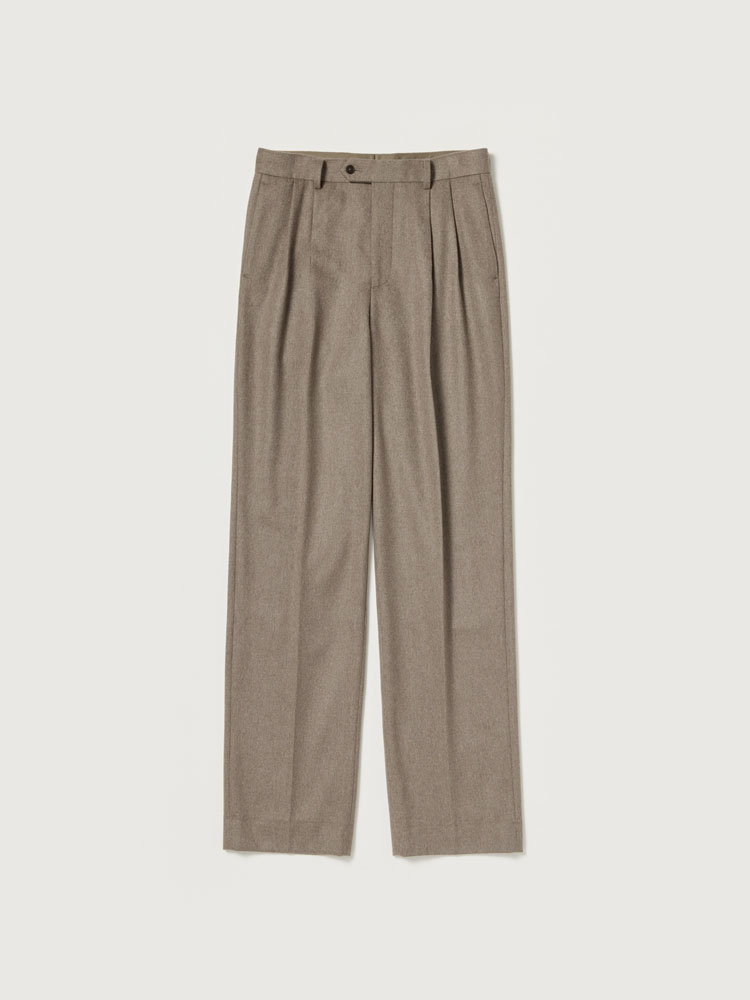 CASHMERE MOLESKIN TWO-TUCK SLACKS