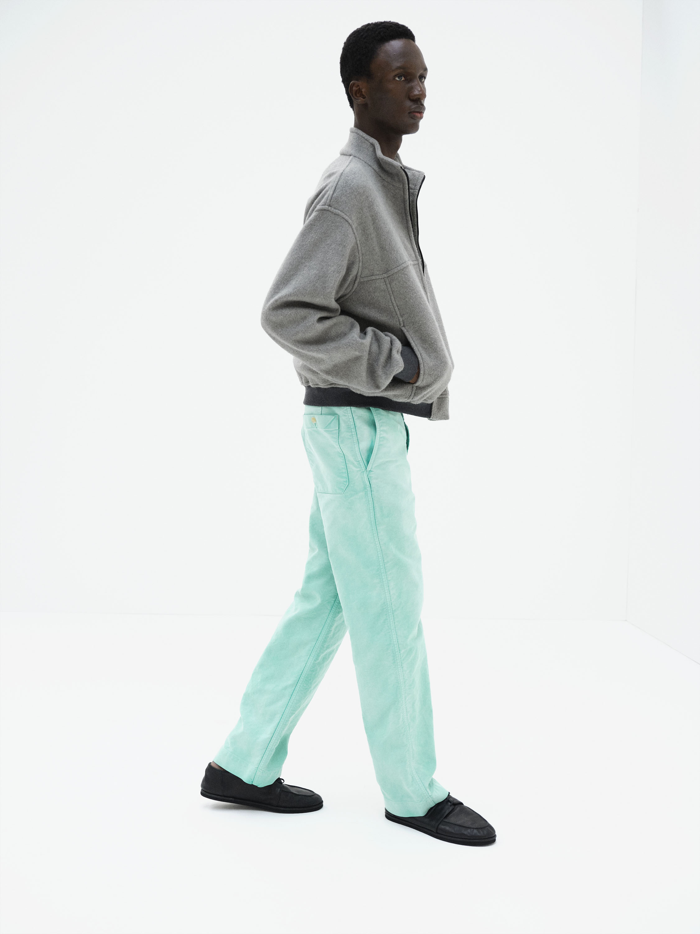GARMENT-DYED ORGANIC COTTON HEAVY MOLESKIN PANTS 詳細画像 FADED AQUA GREEN 2