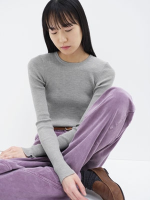 SUPER FINE WOOL HIGH GAUGE RIB KNIT P/O