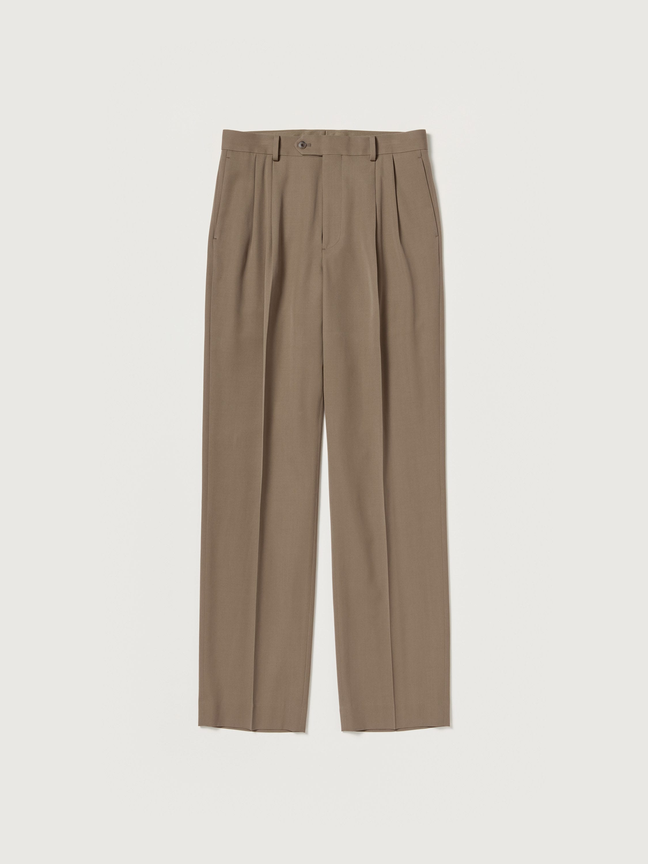 LIGHT WOOL MAX GABARDINE TWO-TUCK SLACKS 詳細画像 MOCHA BEIGE 1
