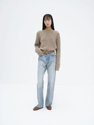FADED HEAVY DENIM CENTER-PLEATED PANTS