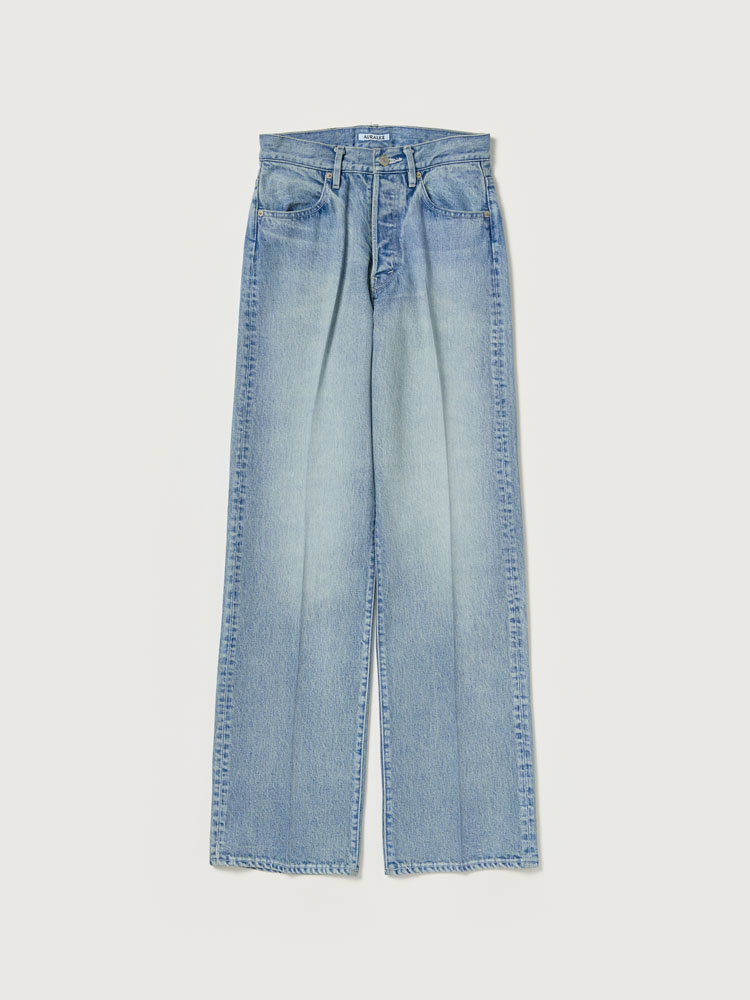 FADED HEAVY DENIM CENTER-PLEATED PANTS