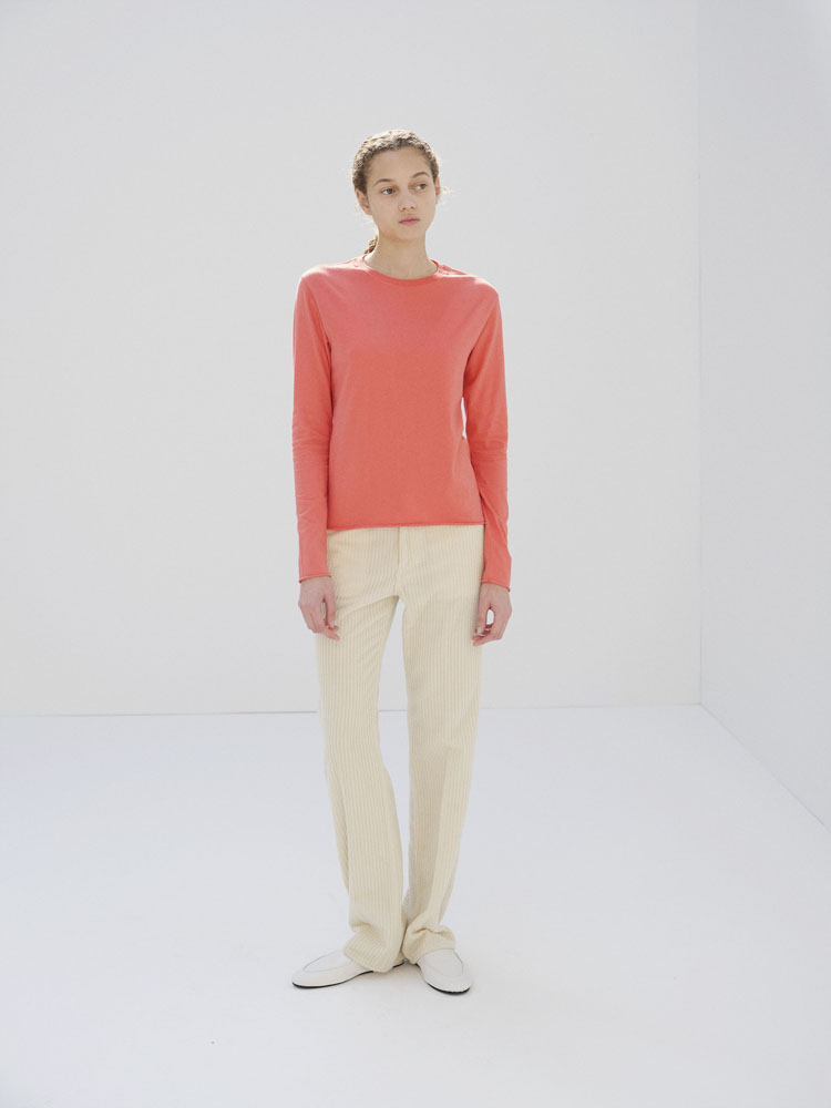 BRUSHED ORGANIC COTTON CASHMERE JERSEY L/S TEE - AURALEE Official
