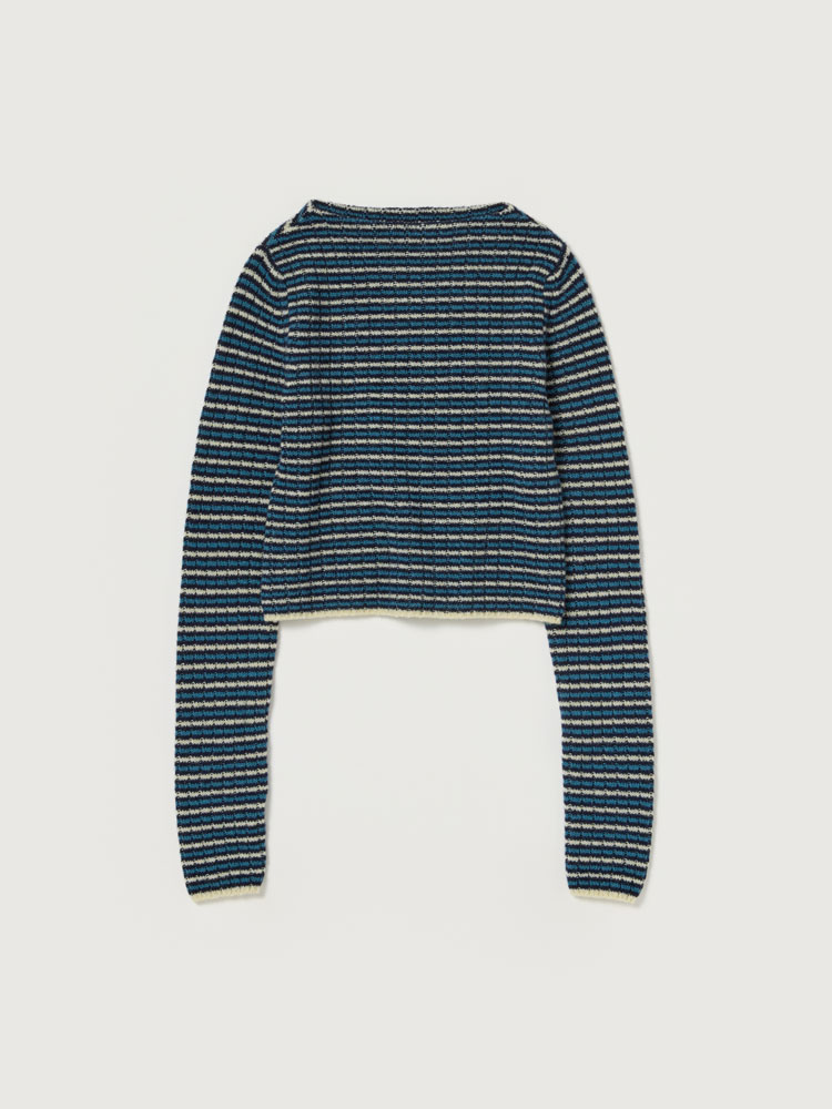 SHETLAND WOOL CASHMERE RIB KNIT BOAT-NECK P/O