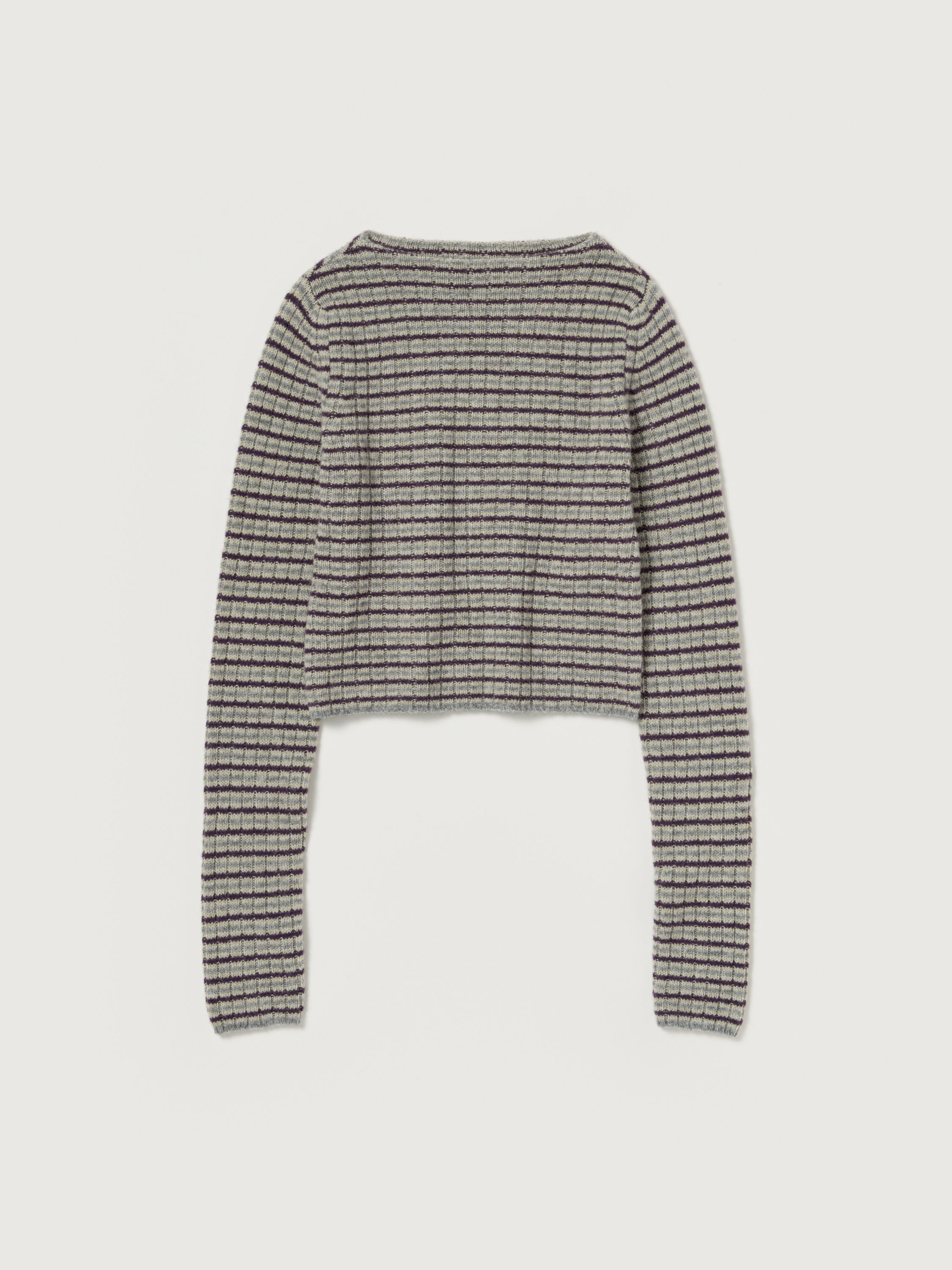 SHETLAND WOOL CASHMERE RIB KNIT BOAT-NECK P/O 詳細画像 LIME PURPLE STRIPE 1