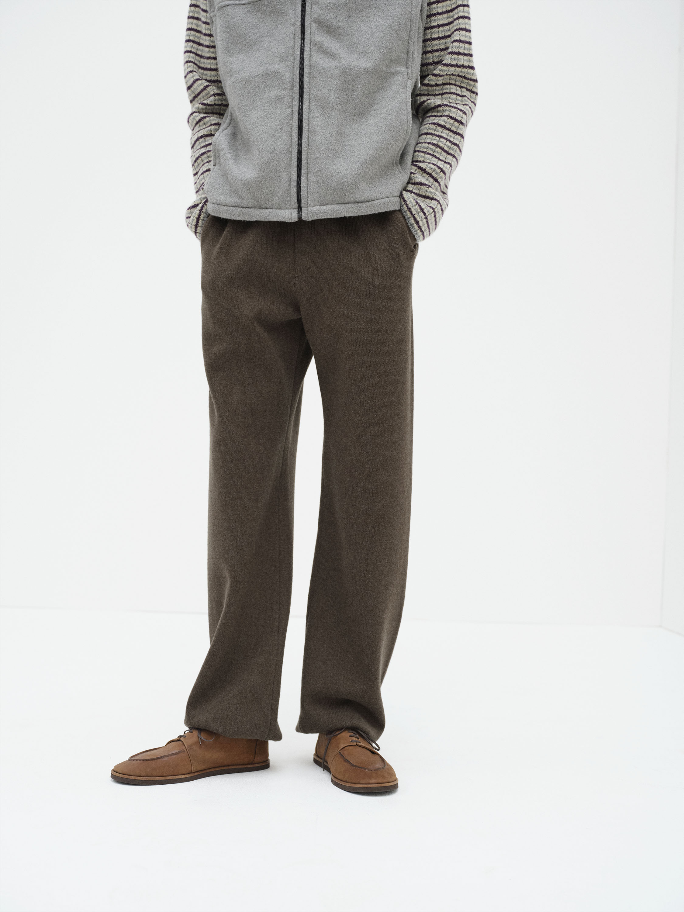 SUPER FINE WOOL KNIT PANTS 詳細画像 TOP BROWN 1