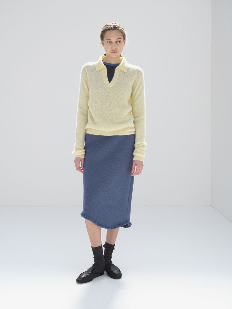 オーラリー BABY ALPACA POLO サイズ0 BABY SURI ALPACA SHEER KNIT SKIPPER POLO - AURALEE Official Website