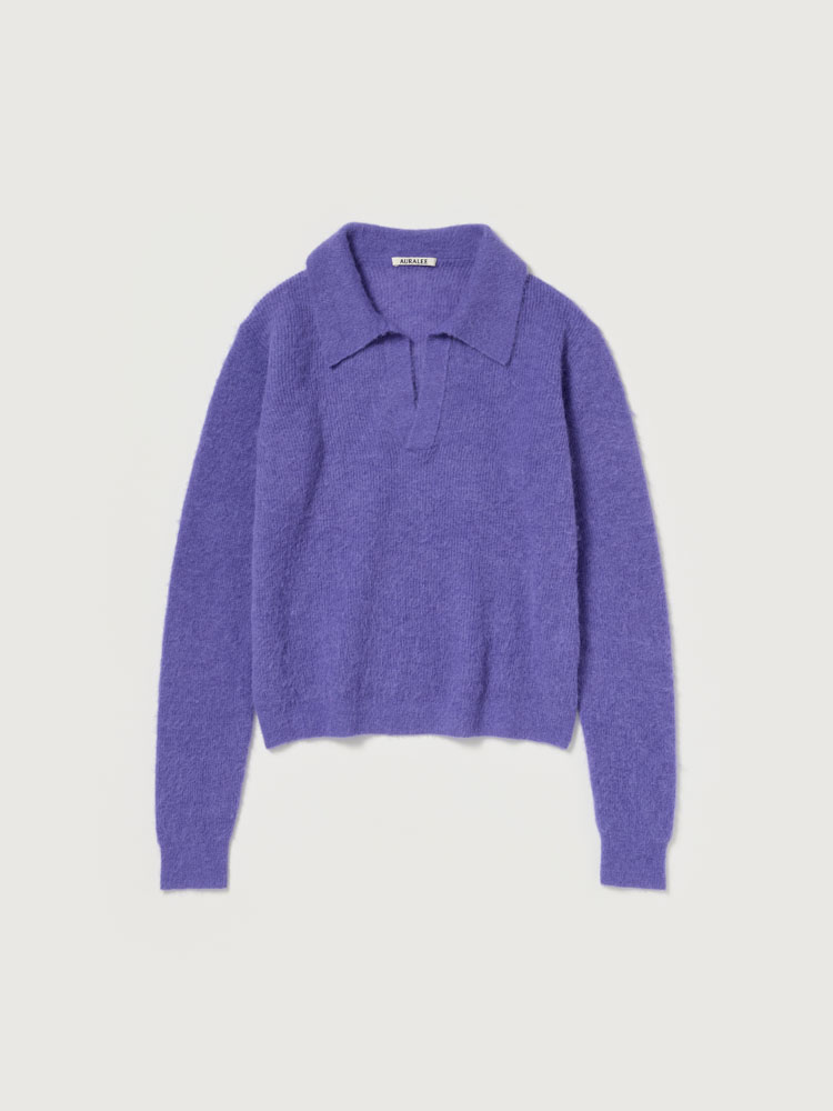 BABY SURI ALPACA SHEER KNIT SKIPPER POLO - AURALEE Official Website