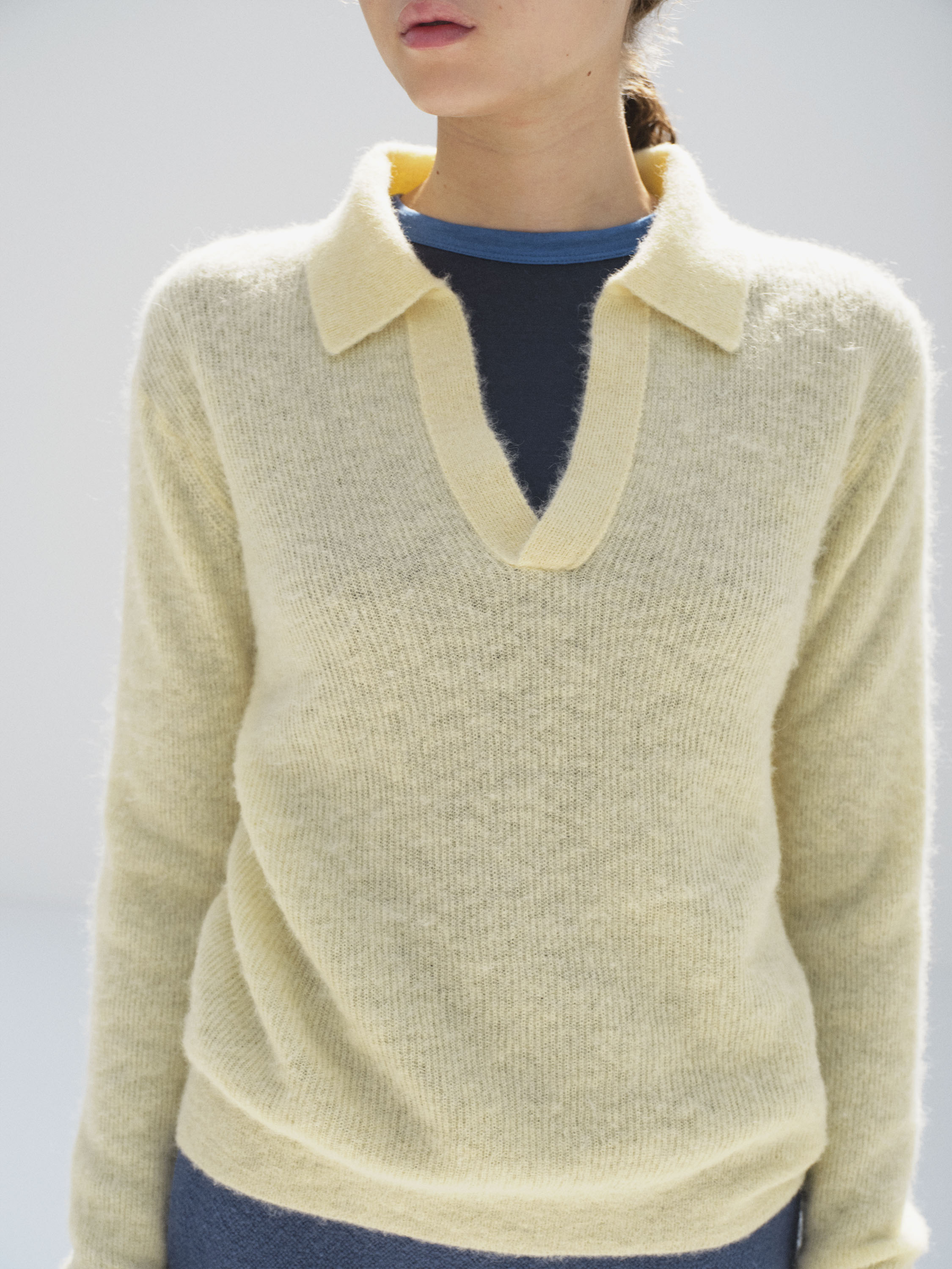 BABY SURI ALPACA SHEER KNIT SKIPPER POLO 詳細画像 ECRU 2