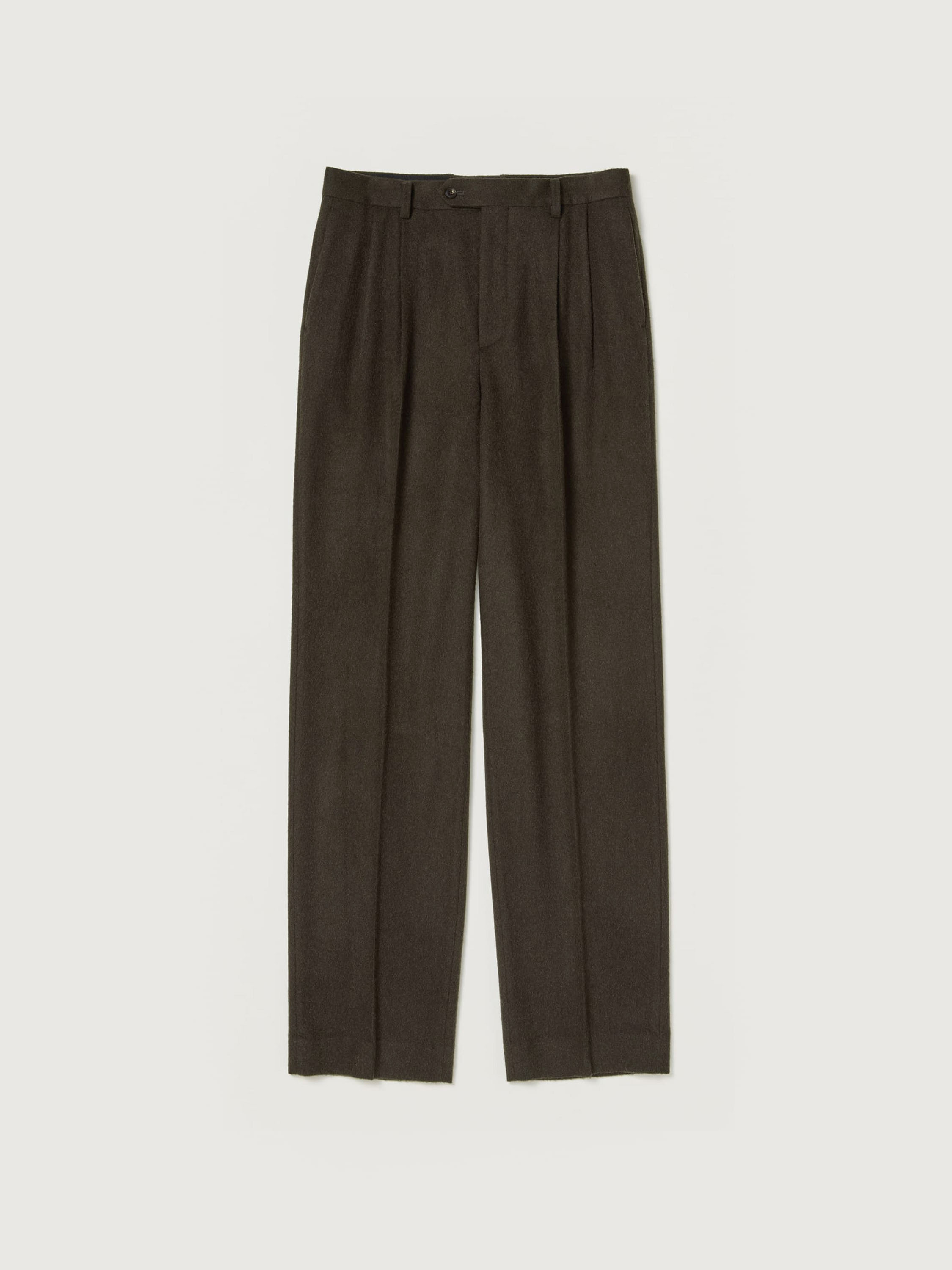 BABY CAMEL FLANNEL TWO-TUCK SLACKS 詳細画像 DARK BROWN 5