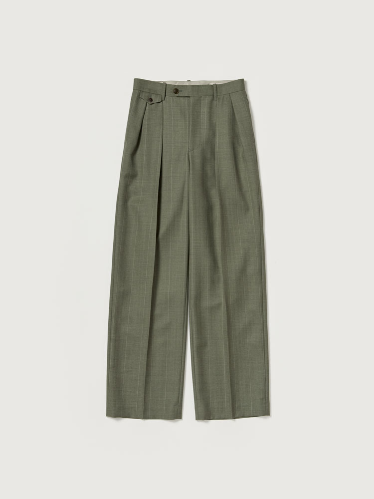 BLUEFACED WOOL TWO-TUCK SLACKS