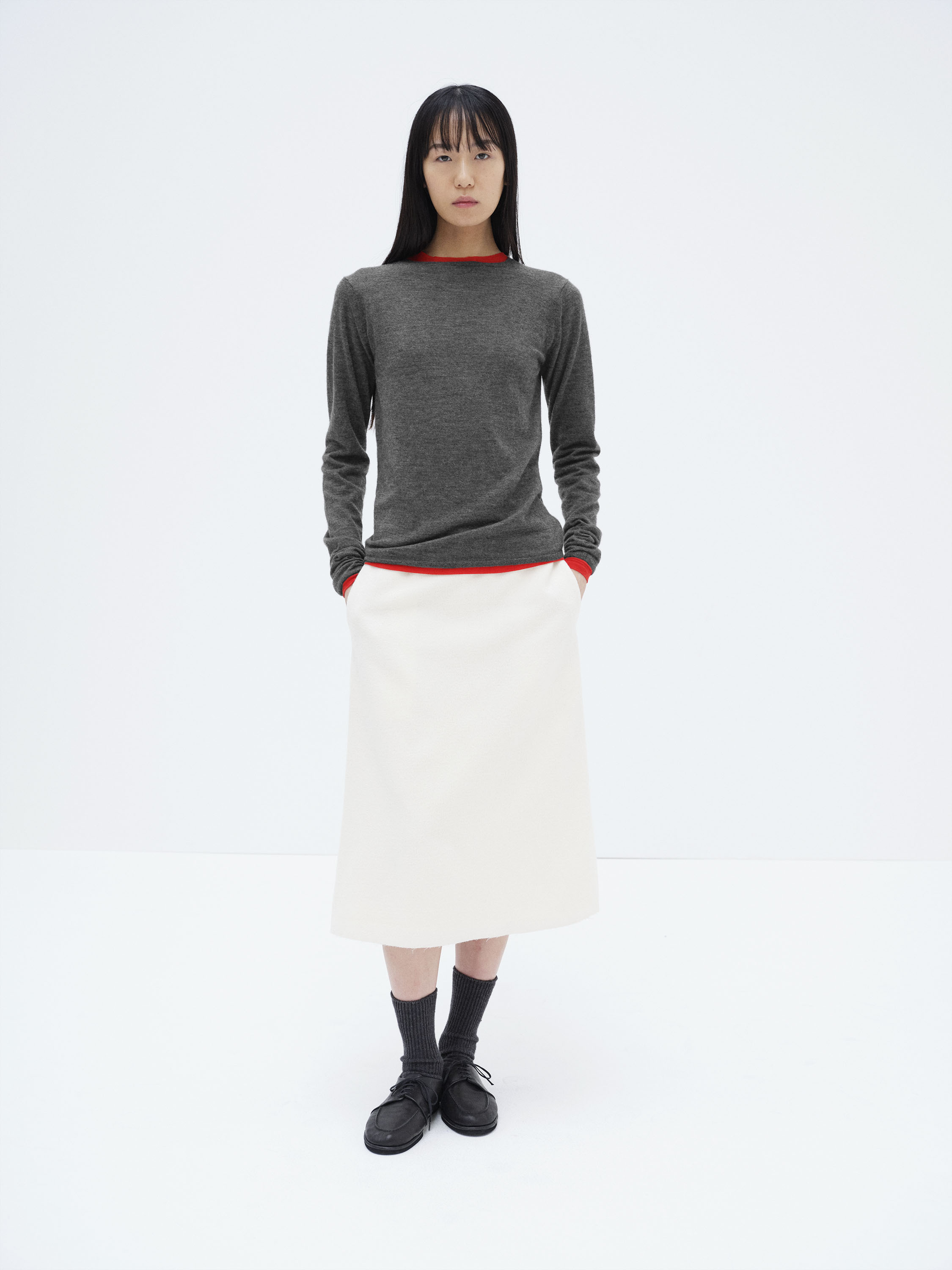 HIGH GAUGE SOFT CASHMERE KNIT P/O 詳細画像 CHARCOAL 2