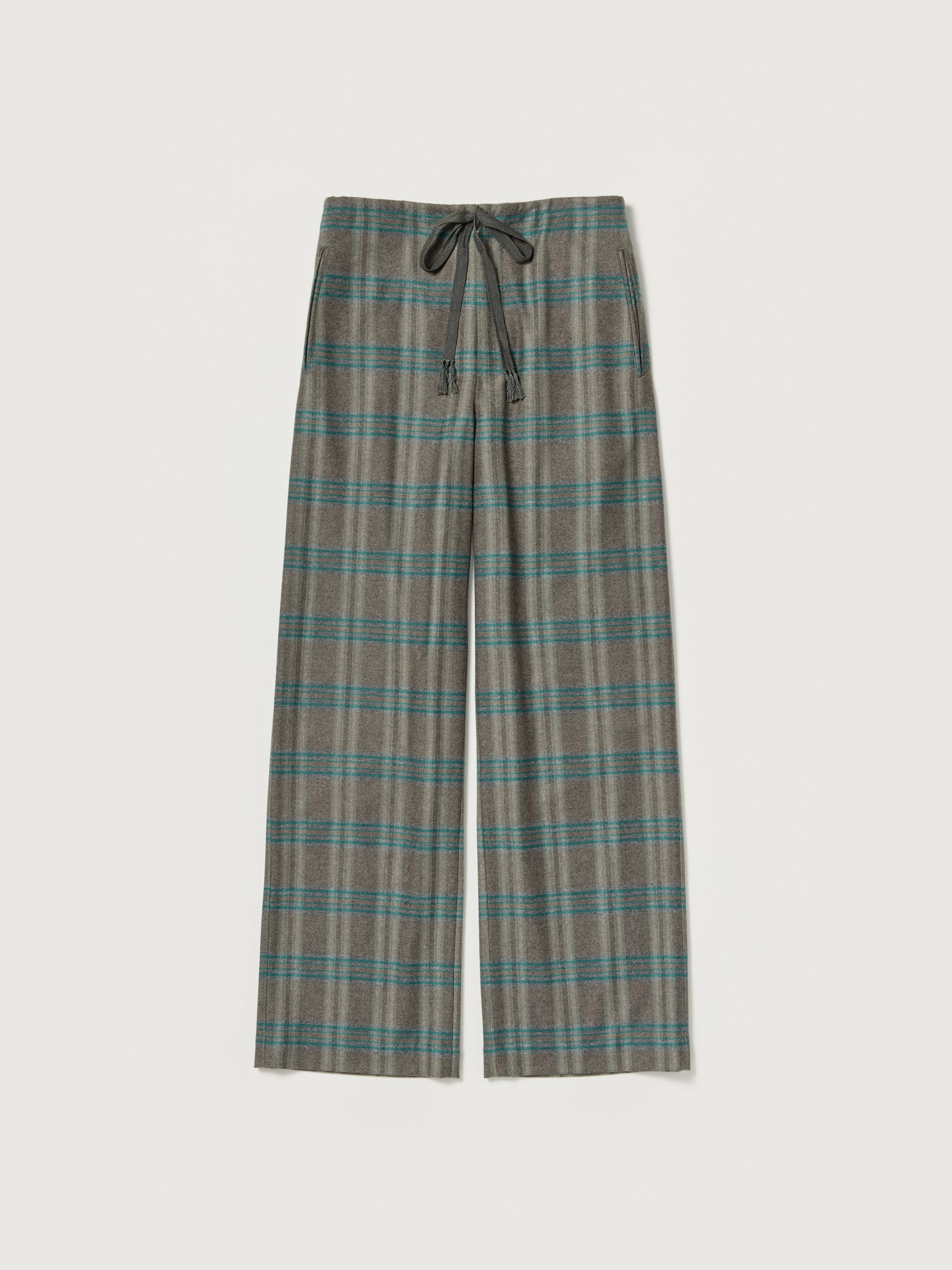 WOOL FULLING FLANNEL DRAWSTRING PANTS 詳細画像 TOP BROWN GREEN CHECK 5