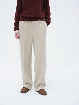 HOMESPUN TWEED ONE-TUCK SLACKS