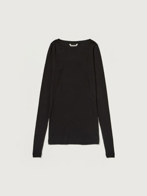 SUPER HIGH GAUGE SHEER RIB WIDE-NECK L/S TEE