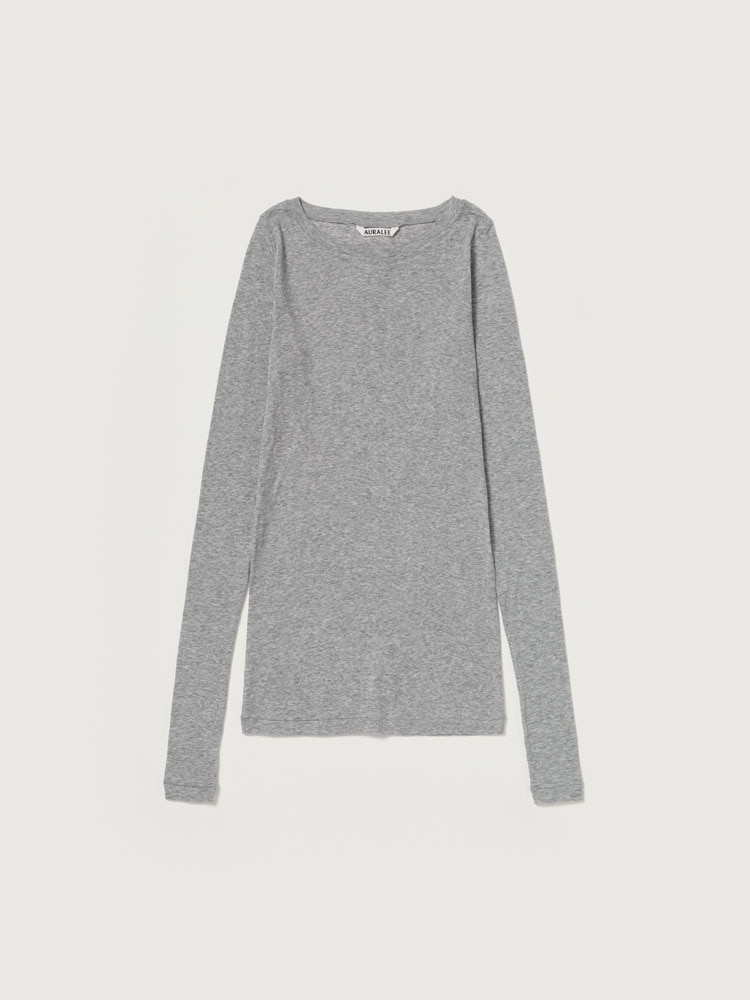 SUPER HIGH GAUGE SHEER RIB WIDE-NECK L/S TEE - AURALEE Official