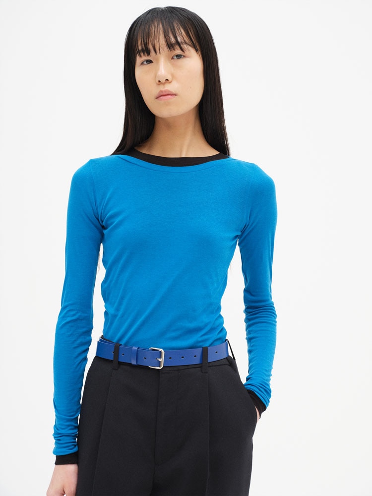 SUPER HIGH GAUGE SHEER RIB WIDE-NECK L/S TEE - AURALEE Official