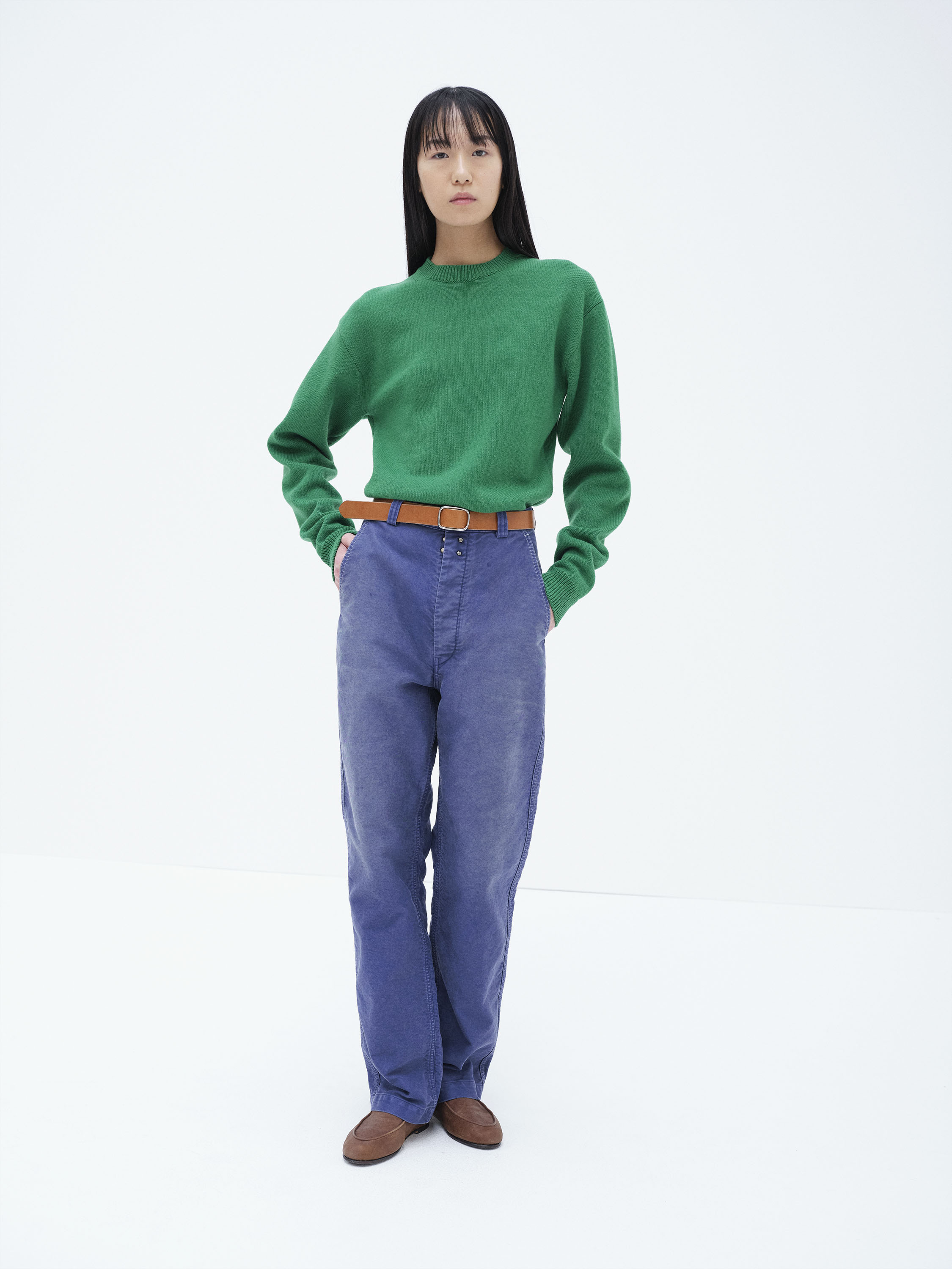 GARMENT-DYED ORGANIC COTTON HEAVY MOLESKIN PANTS 詳細画像 FADED NAVY 1
