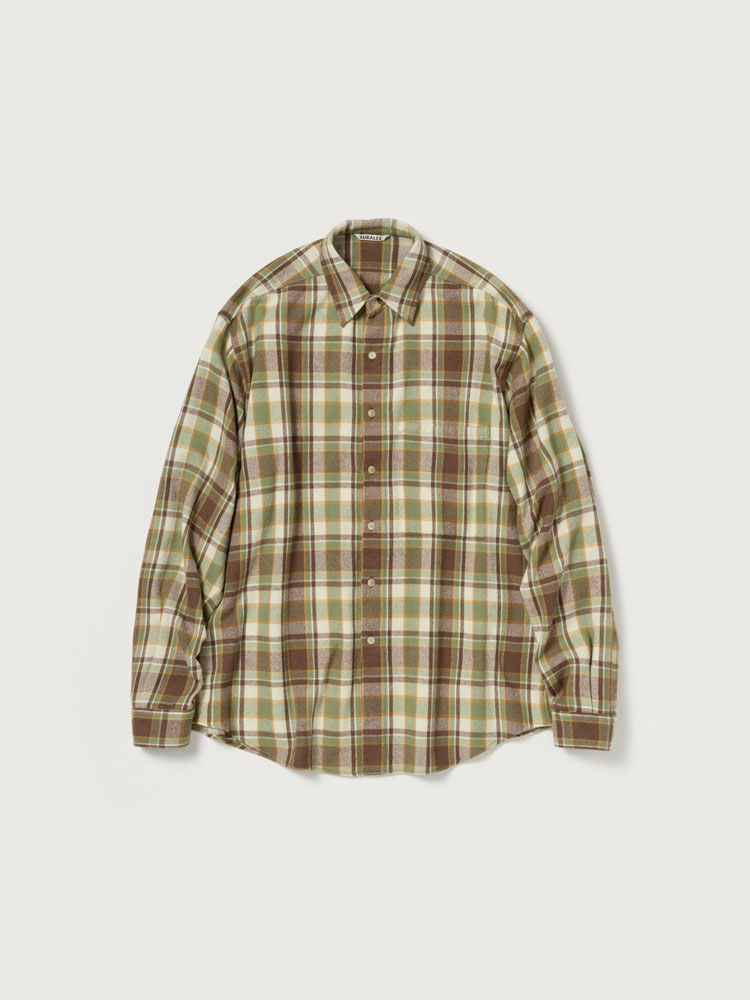 CASHMERE SILK CHECKED FLANNEL BIG SHIRT