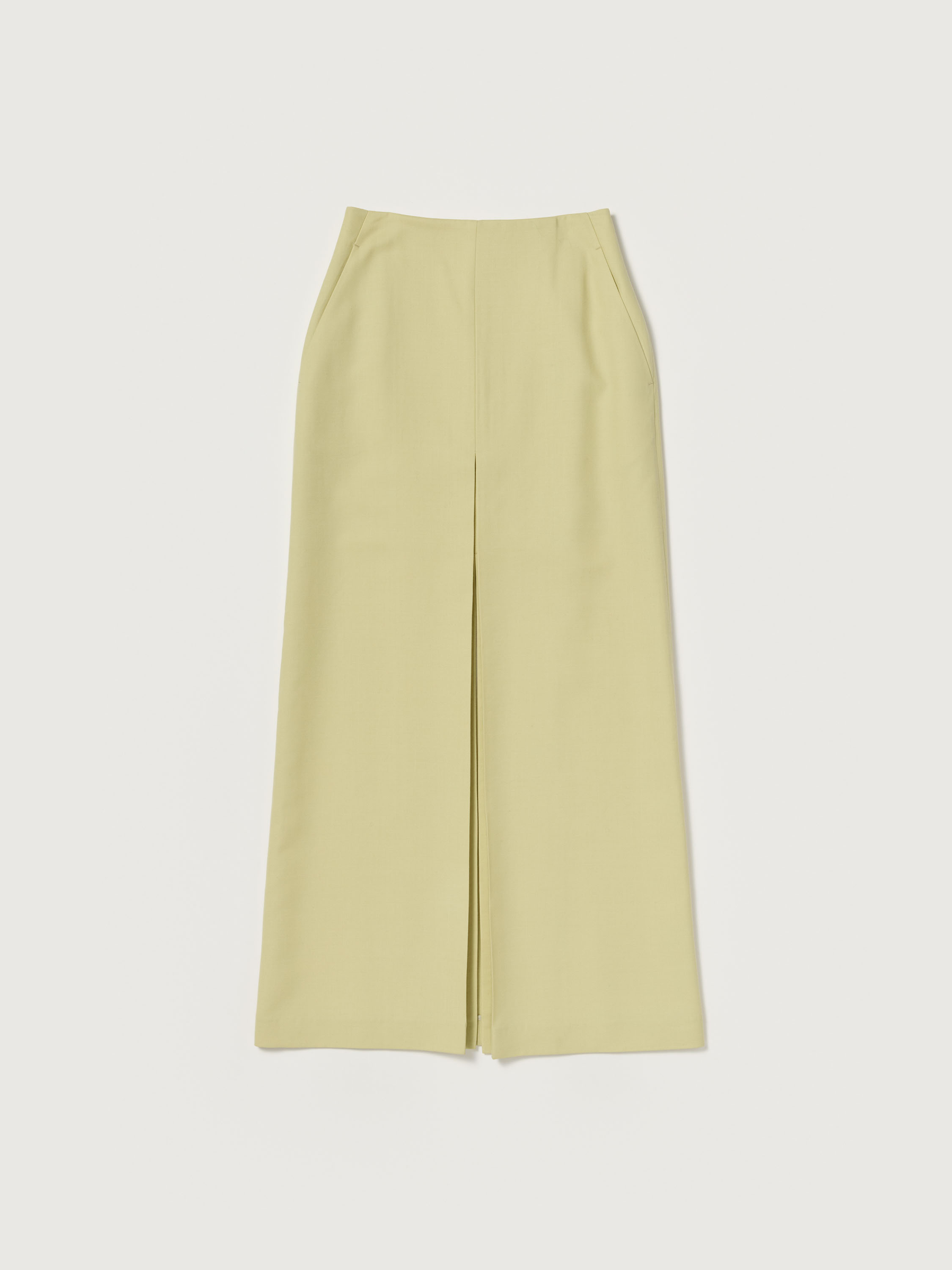 TENSE WOOL DOUBLE CLOTH SLIT SKIRT 詳細画像 LIME BEIGE 1