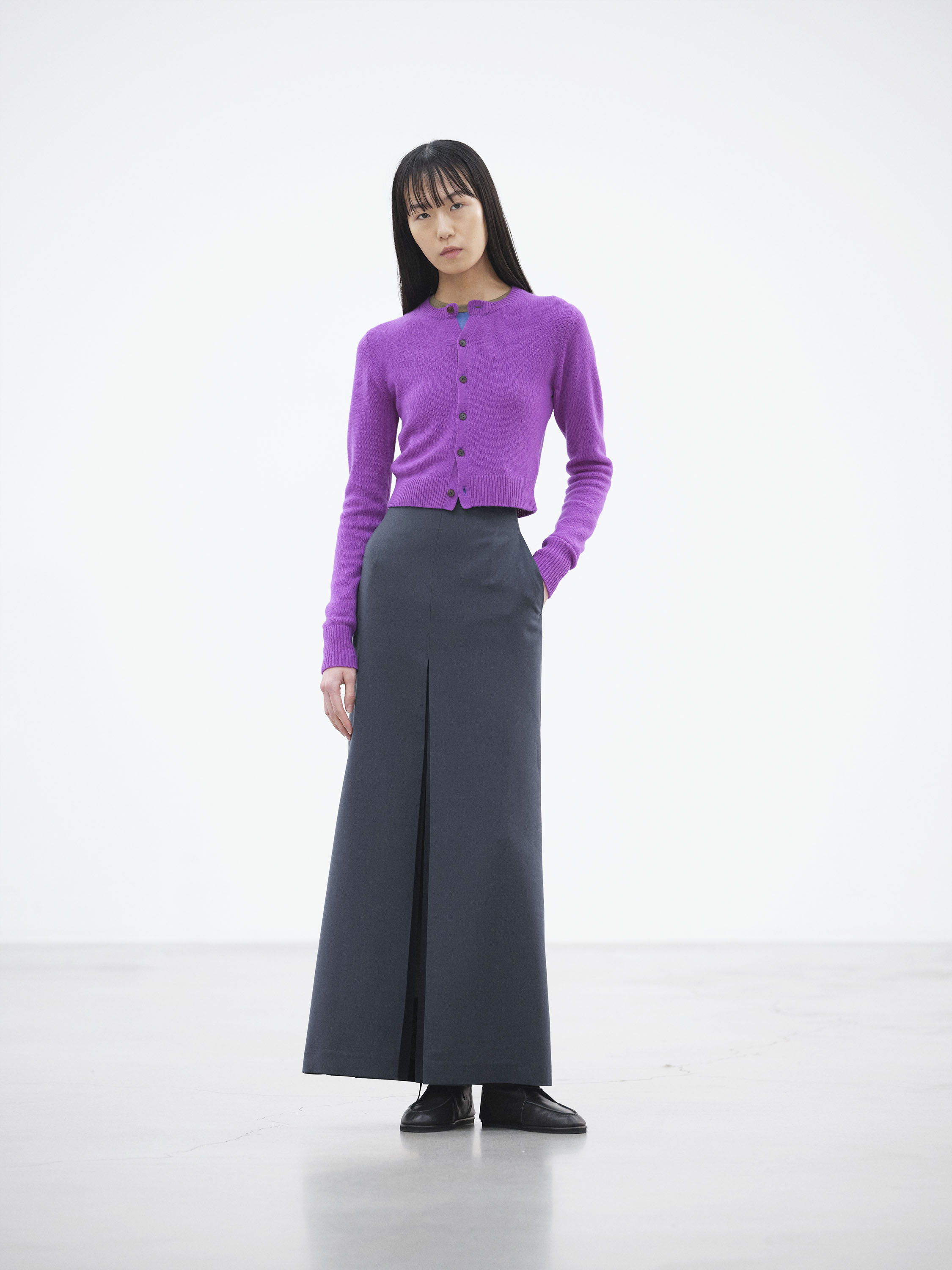 TENSE WOOL DOUBLE CLOTH SLIT SKIRT 詳細画像 LIGHT NAVY 1