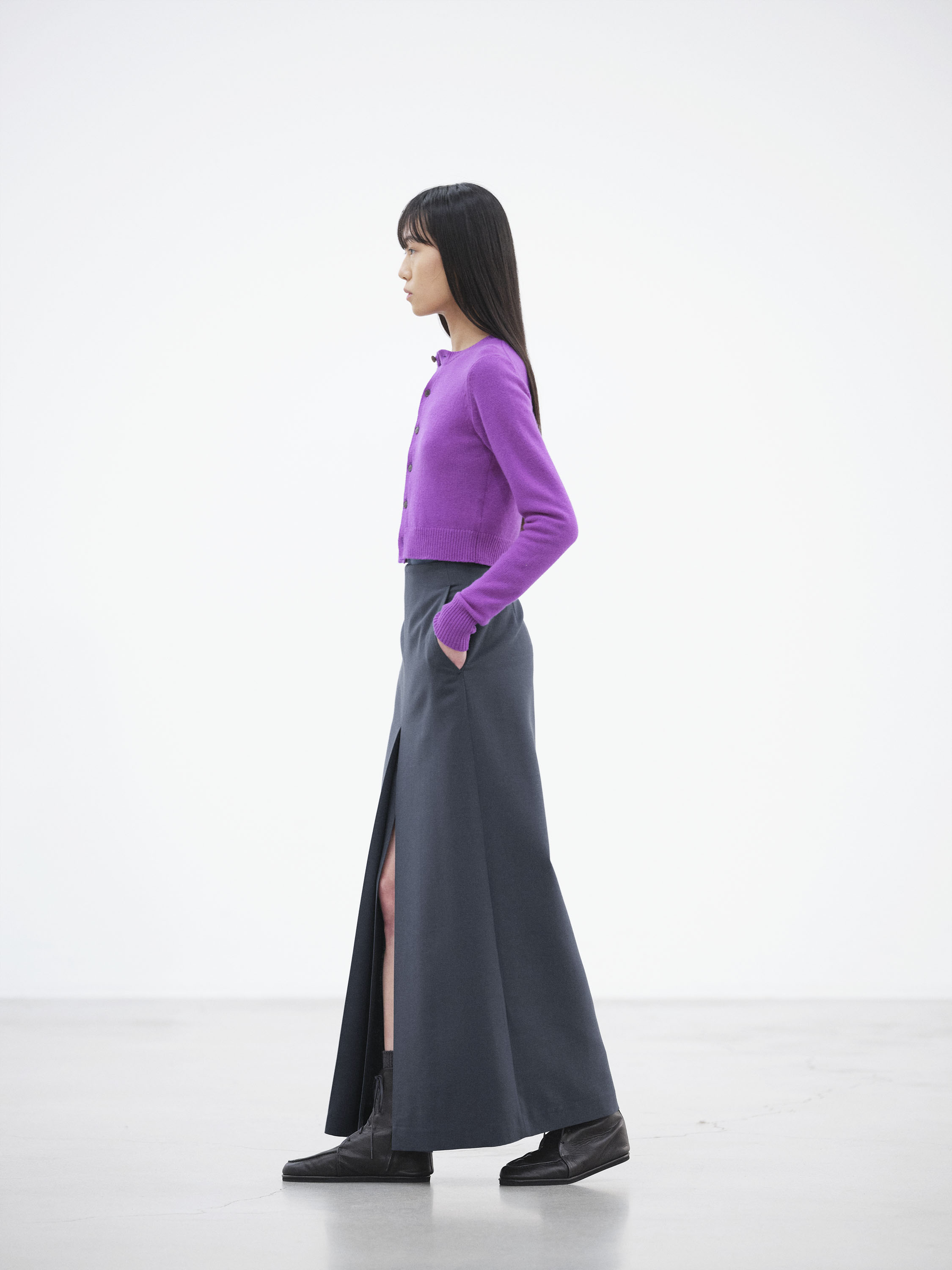 TENSE WOOL DOUBLE CLOTH SLIT SKIRT 詳細画像 LIGHT NAVY 2