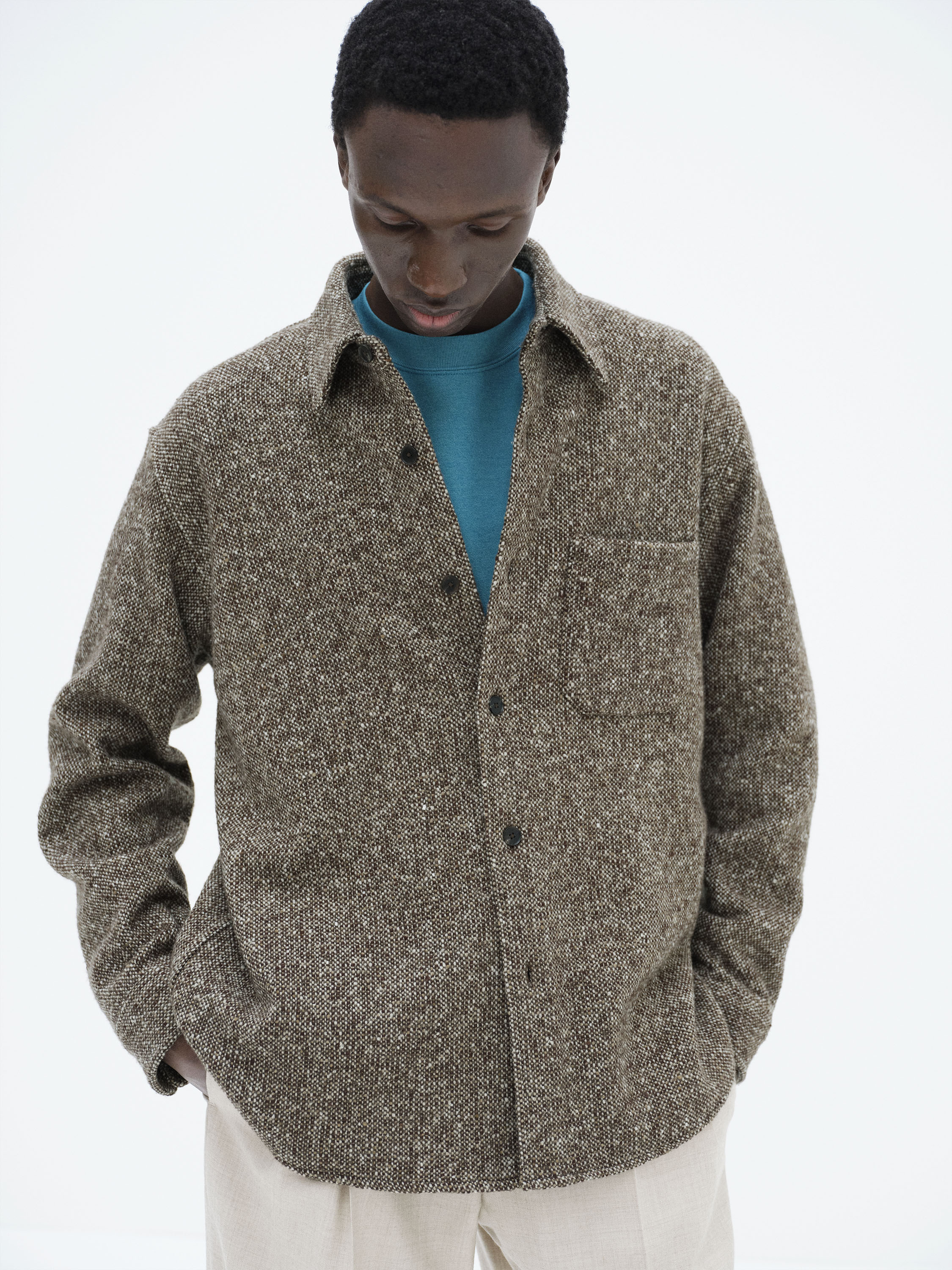 HOMESPUN TWEED SHIRT BLOUSON 詳細画像 MIX BROWN 3