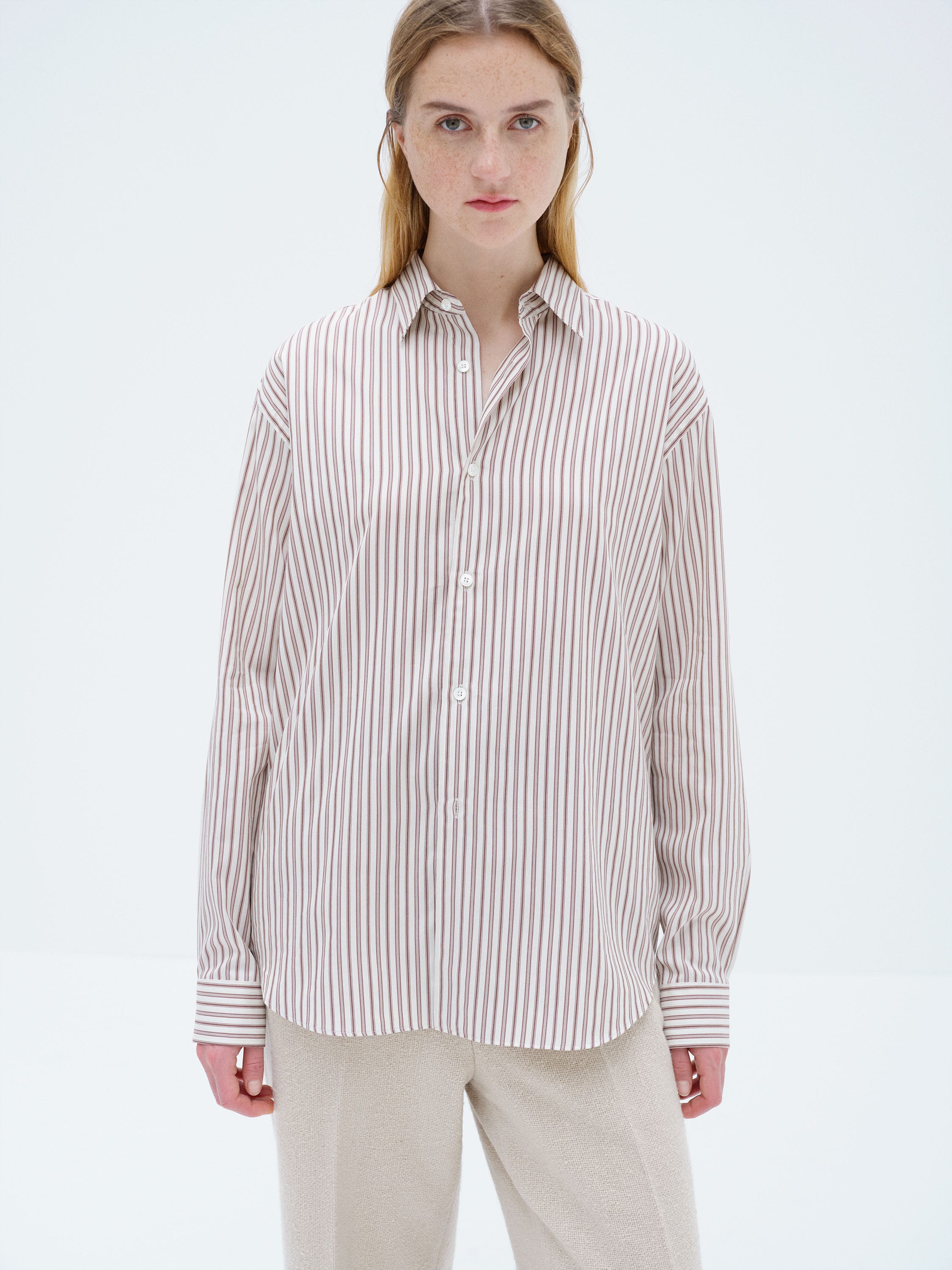 COTTON SILK STRIPE SHIRT 詳細画像 RED BROWN STRIPE 1