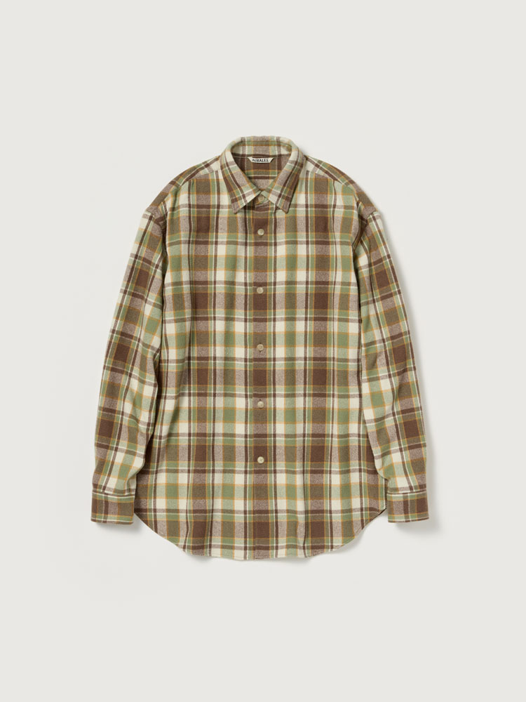 CASHMERE SILK CHECKED FLANNEL SHIRT