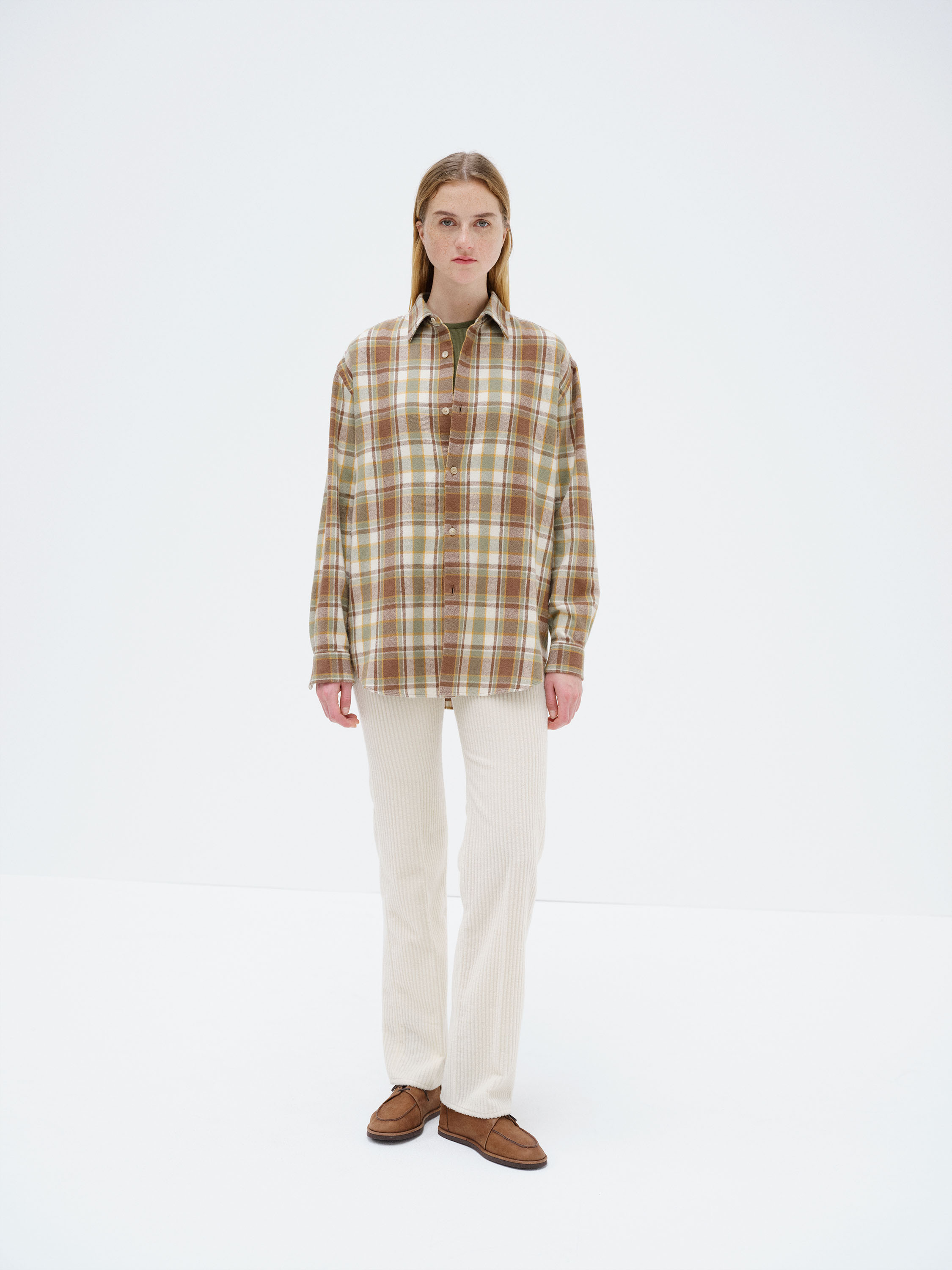 CASHMERE SILK CHECKED FLANNEL SHIRT 詳細画像 BROWN CHECK 1