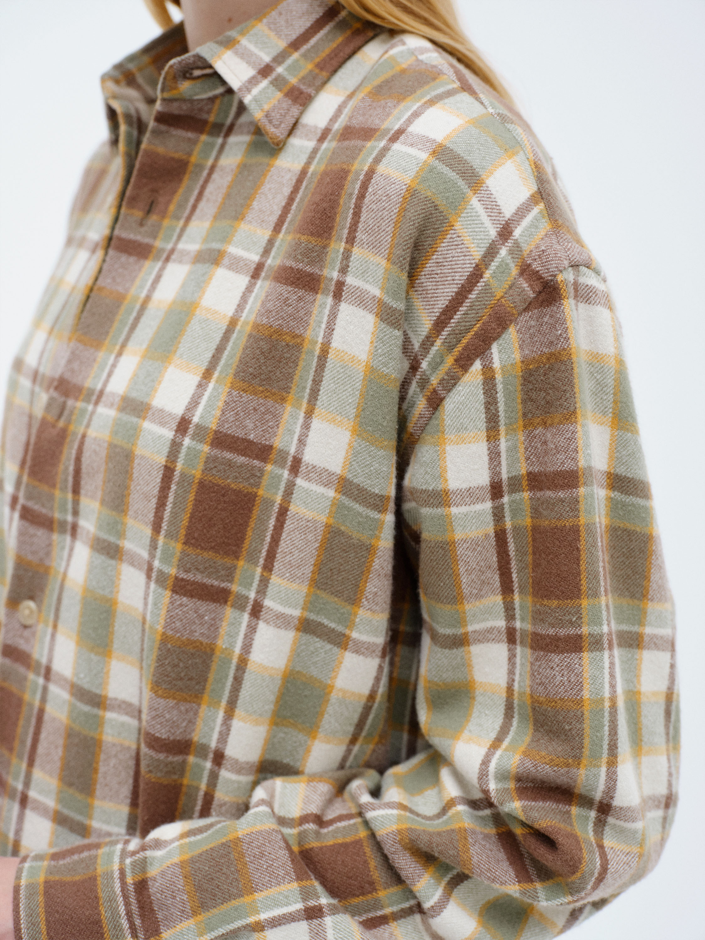 CASHMERE SILK CHECKED FLANNEL SHIRT 詳細画像 BROWN CHECK 2
