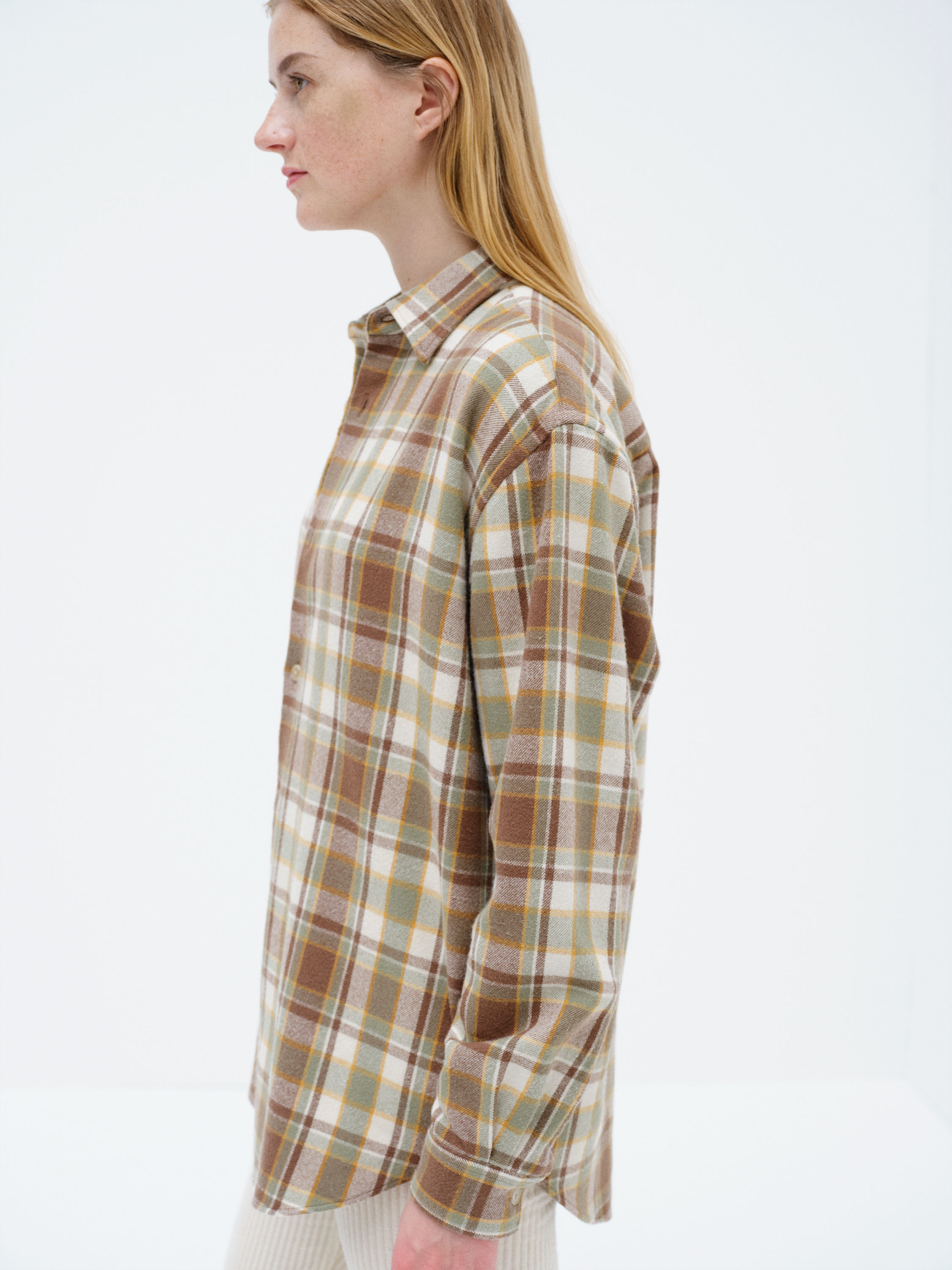 CASHMERE SILK CHECKED FLANNEL SHIRT 詳細画像 BROWN CHECK 4