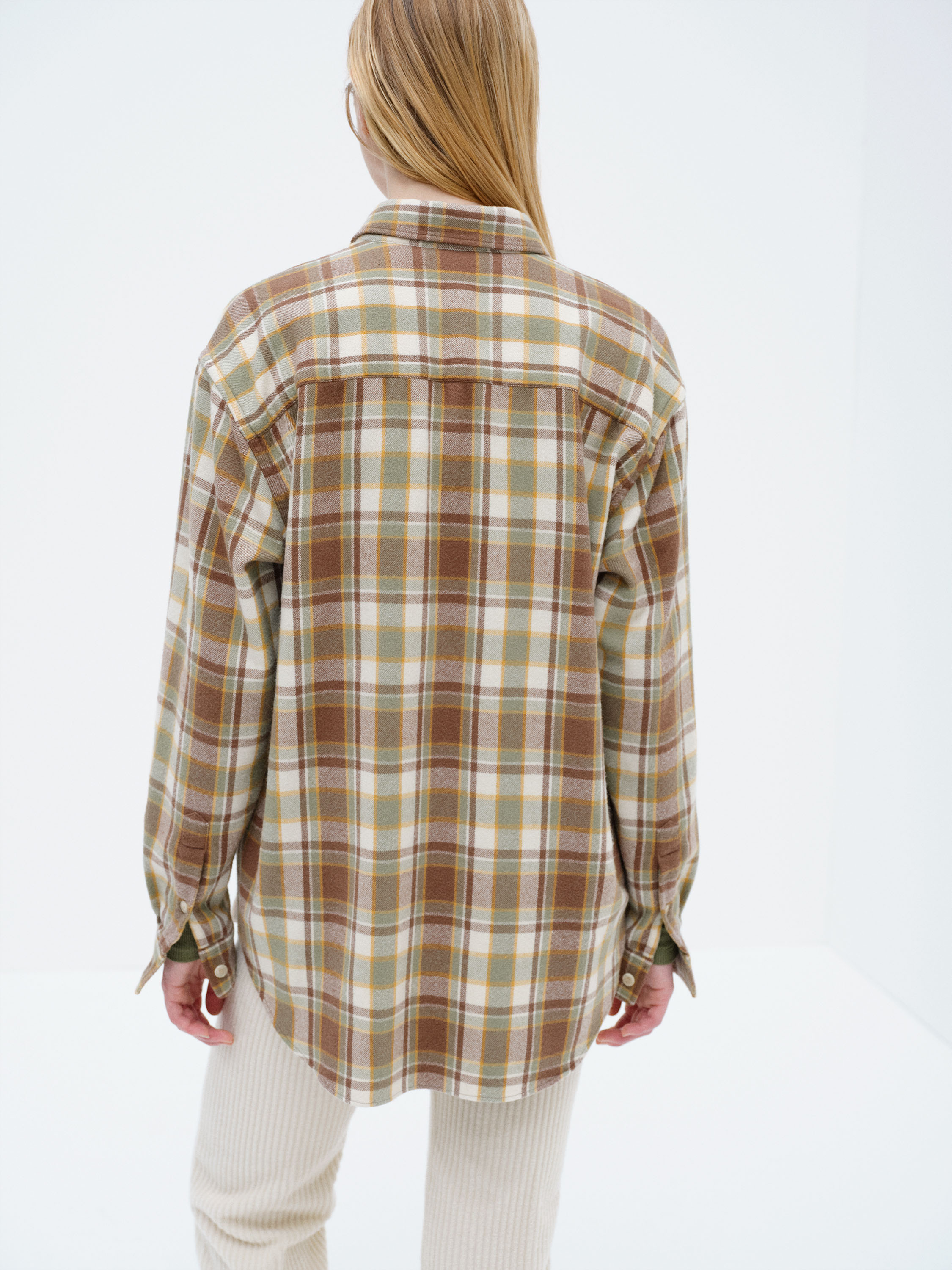 CASHMERE SILK CHECKED FLANNEL SHIRT 詳細画像 BROWN CHECK 5