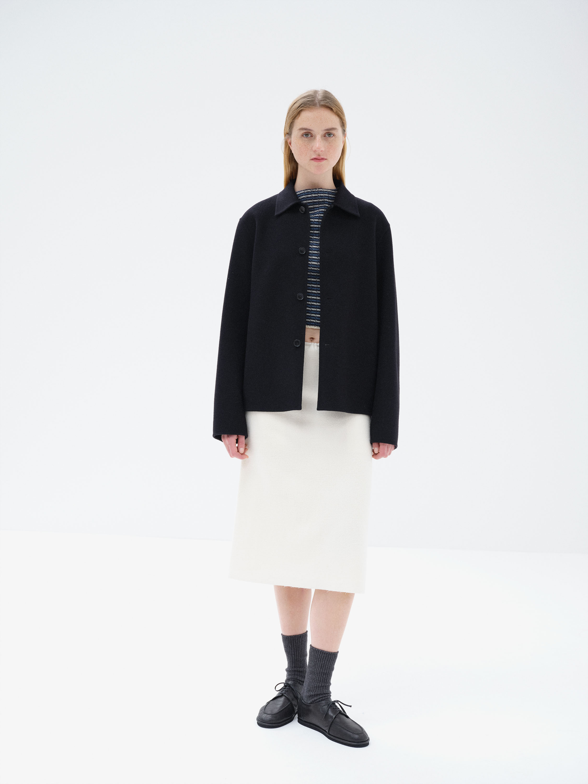 FULLED WOOL SILK SKIRT 詳細画像 IVORY WHITE 1