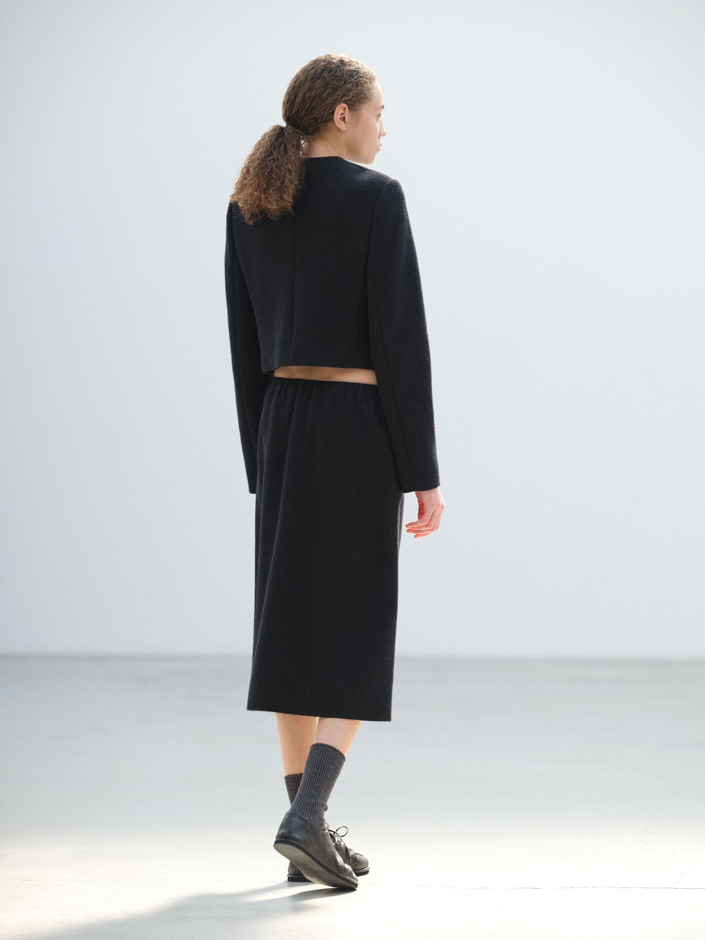 FULLED WOOL SILK SKIRT 詳細画像 BLACK 3