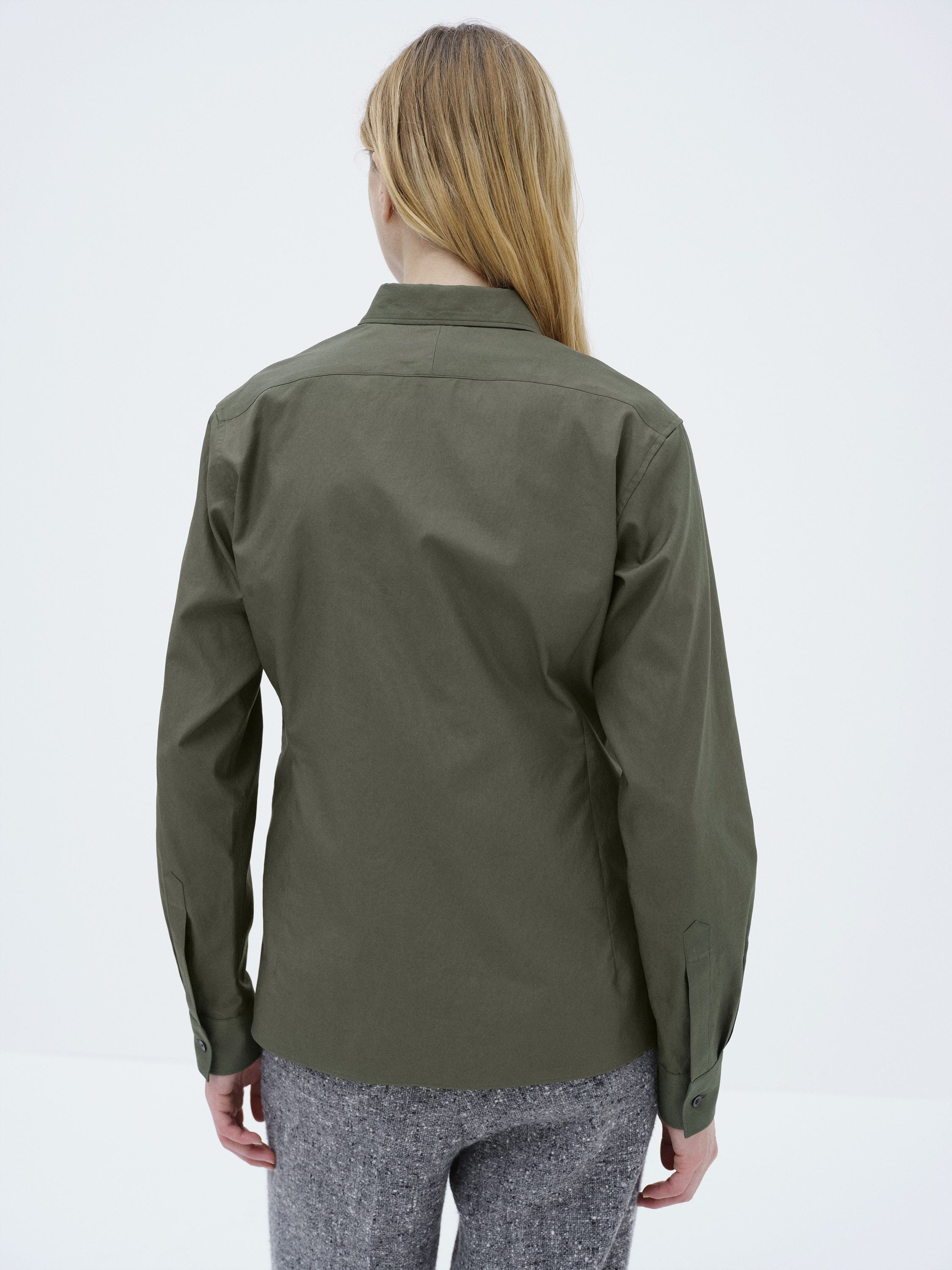 WASHED FINX TWILL SLIM SHIRT 詳細画像 DARK OLIVE 4