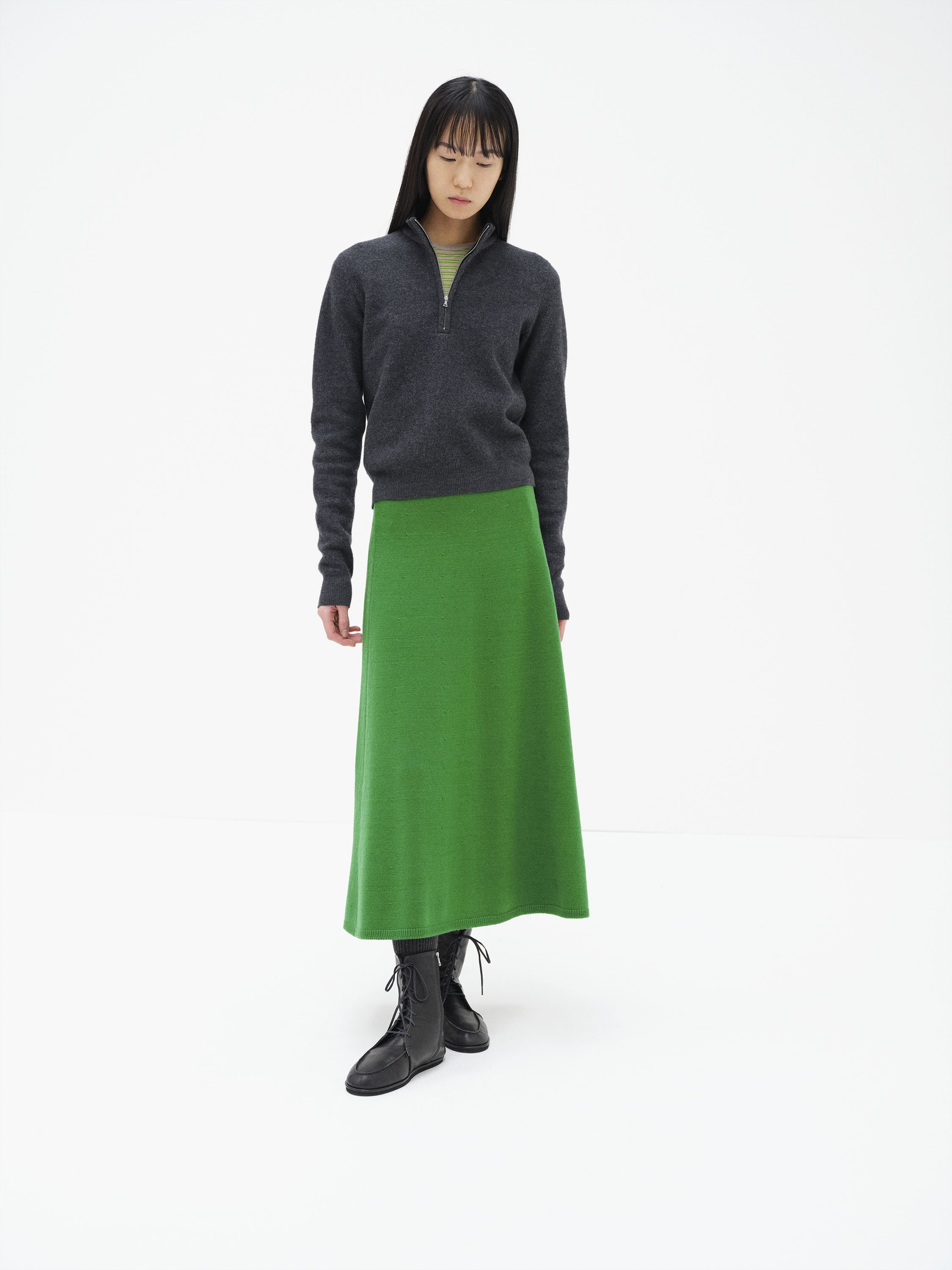 SUPER FINE WOOL KNIT SKIRT 詳細画像 GREEN 1