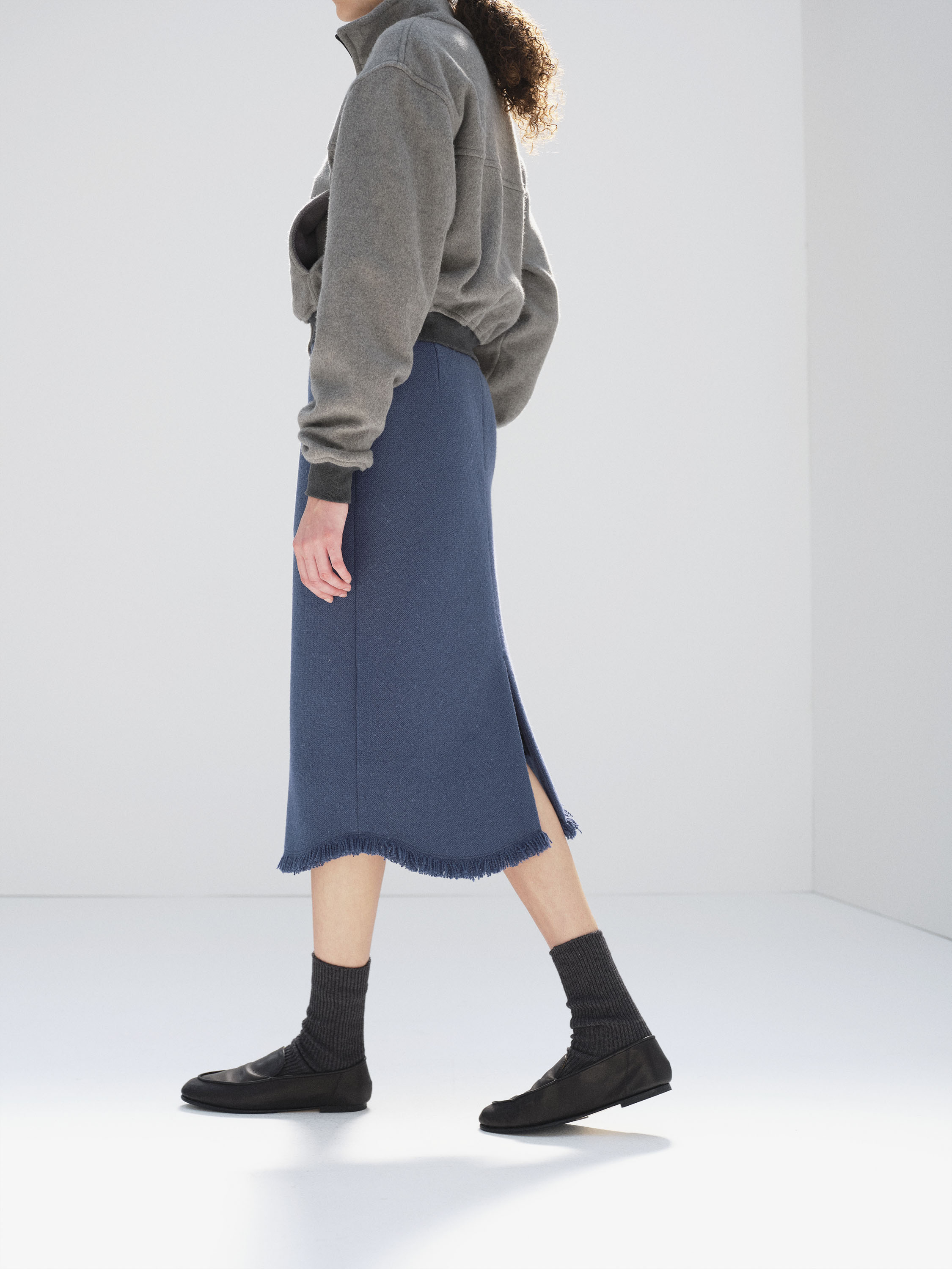 HOMESPUN TWEED FRINGE SKIRT 詳細画像 DUSTY BLUE 3